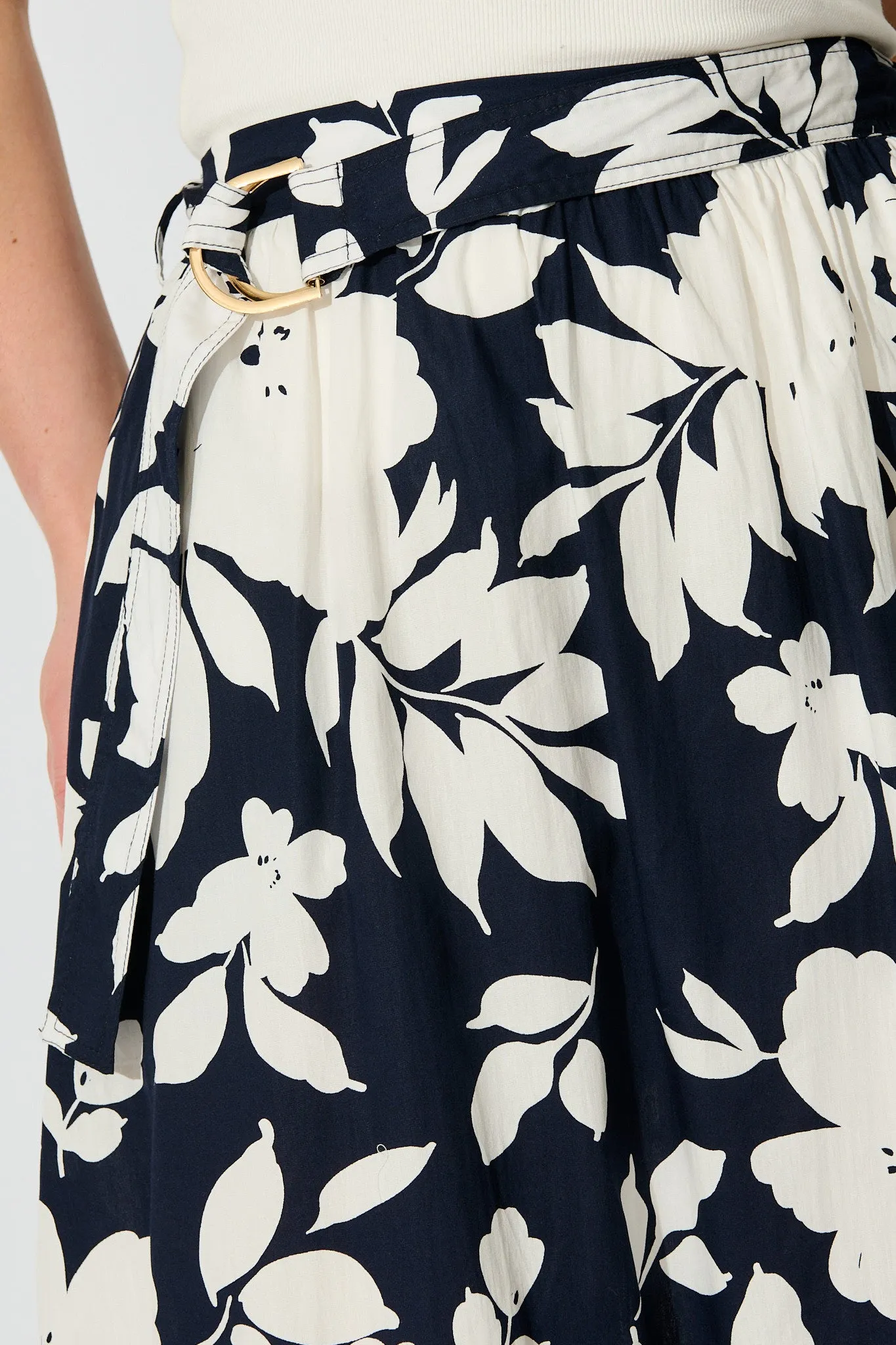 Tyra Maxi Skirt in Navy Floral Cotton Poplin sold by St Frock product image thumbnail 5