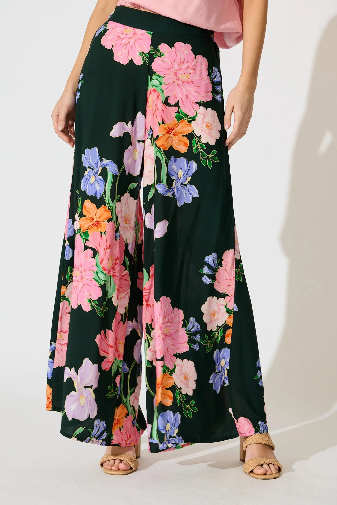Amara Garden Pant in Green with Multi Floral sold by St Frock