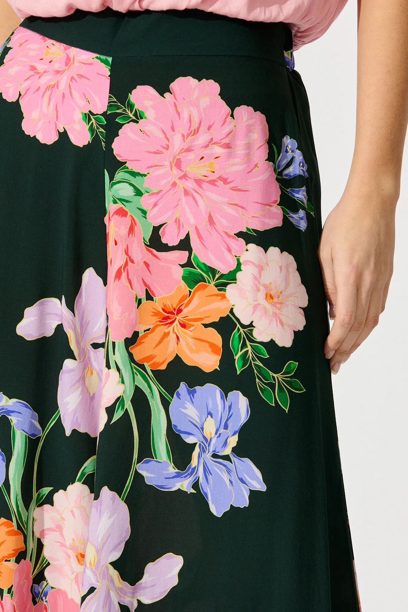 Amara Garden Pant in Green with Multi Floral sold by St Frock product image thumbnail 5