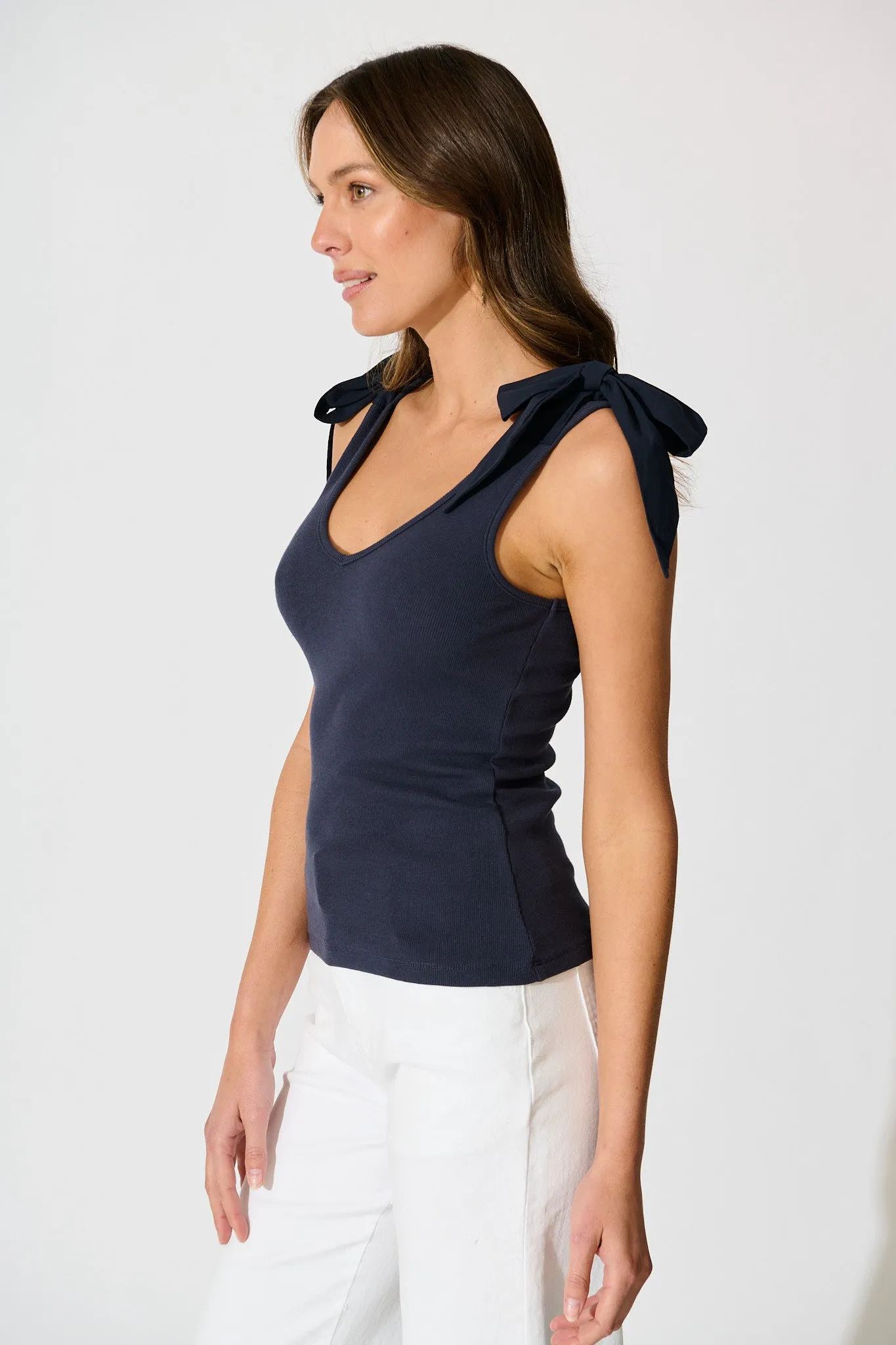 Tied With Love Knit Top with Bow in Navy sold by St Frock product image thumbnail 2