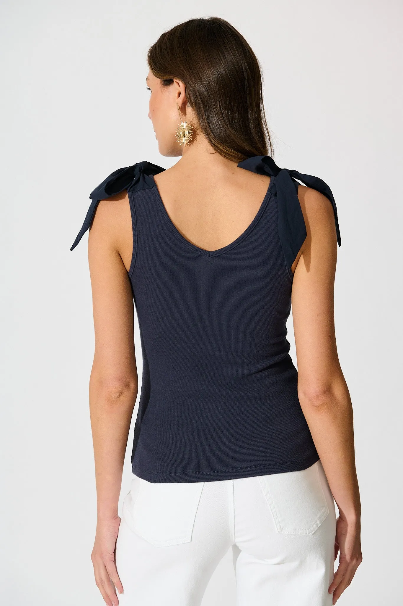 Tied With Love Knit Top with Bow in Navy sold by St Frock product image thumbnail 3