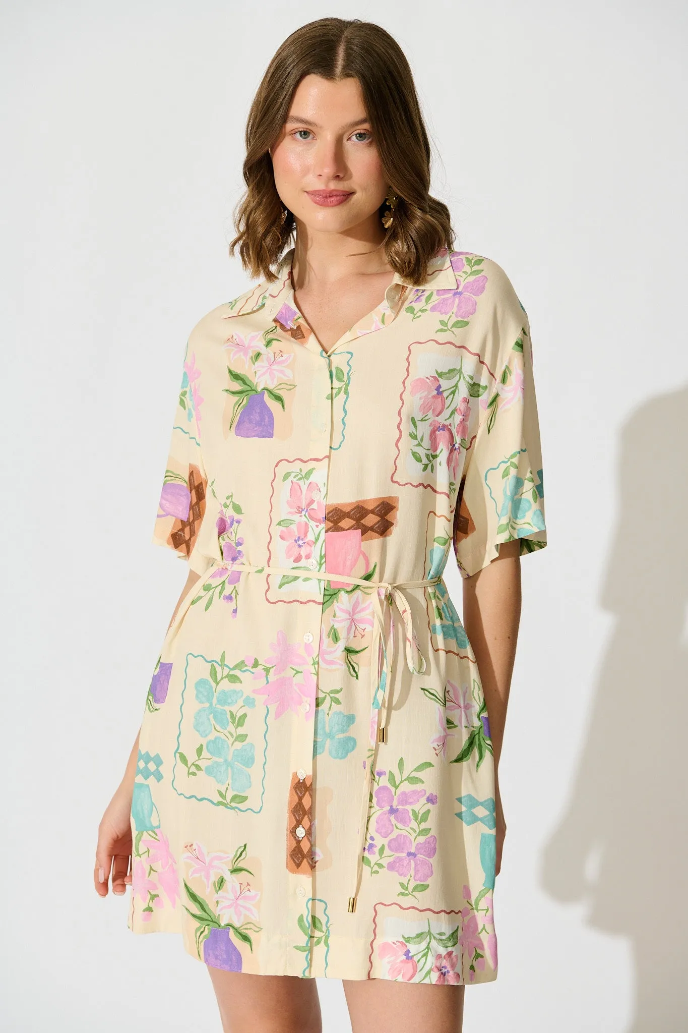 Arabella Garden Shirt Dress in Multi Conversational Print sold by St Frock product image thumbnail 4