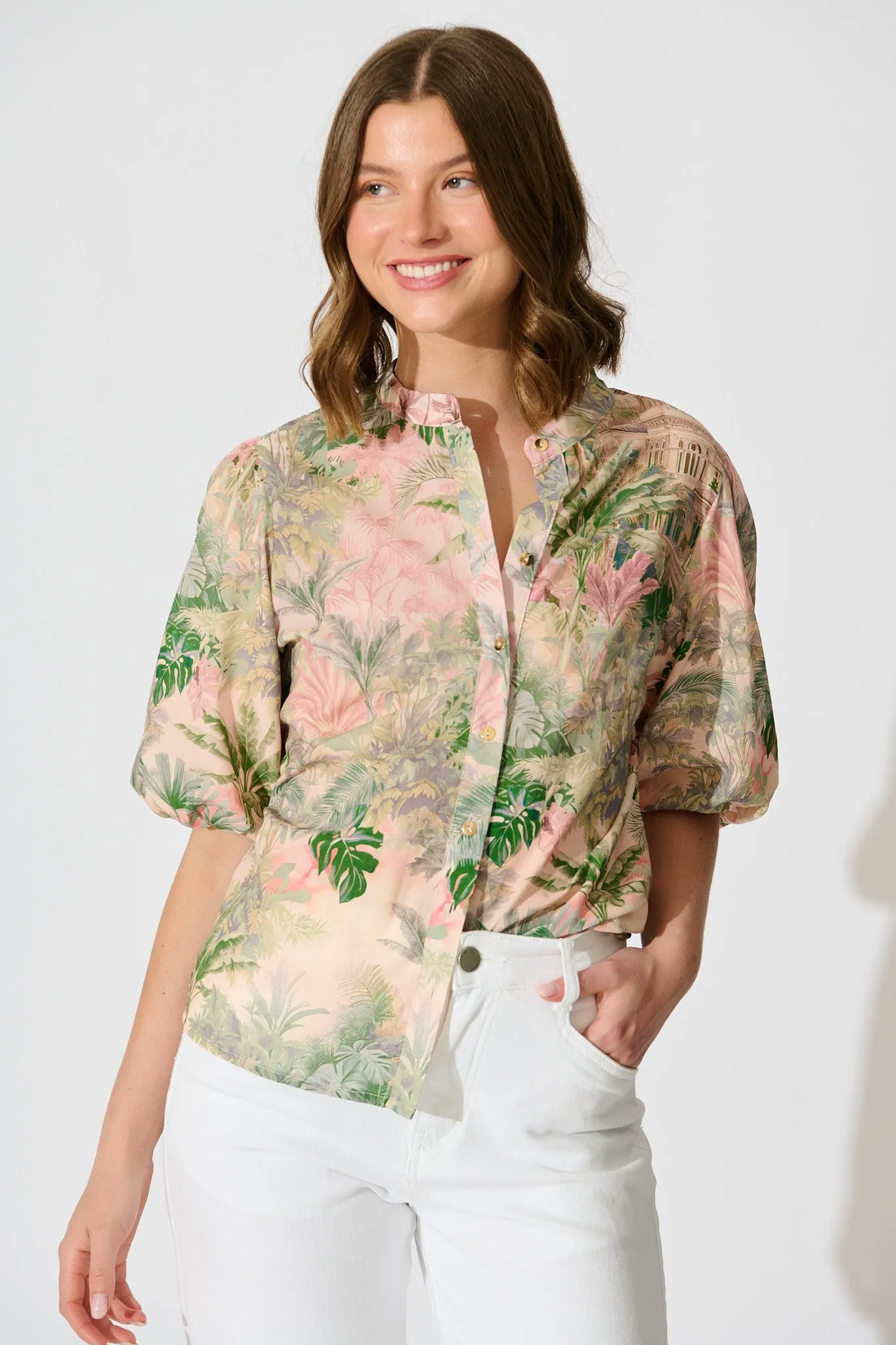 Tropique Whisper Top in Multi Palm Tree Print sold by St Frock product image thumbnail 3