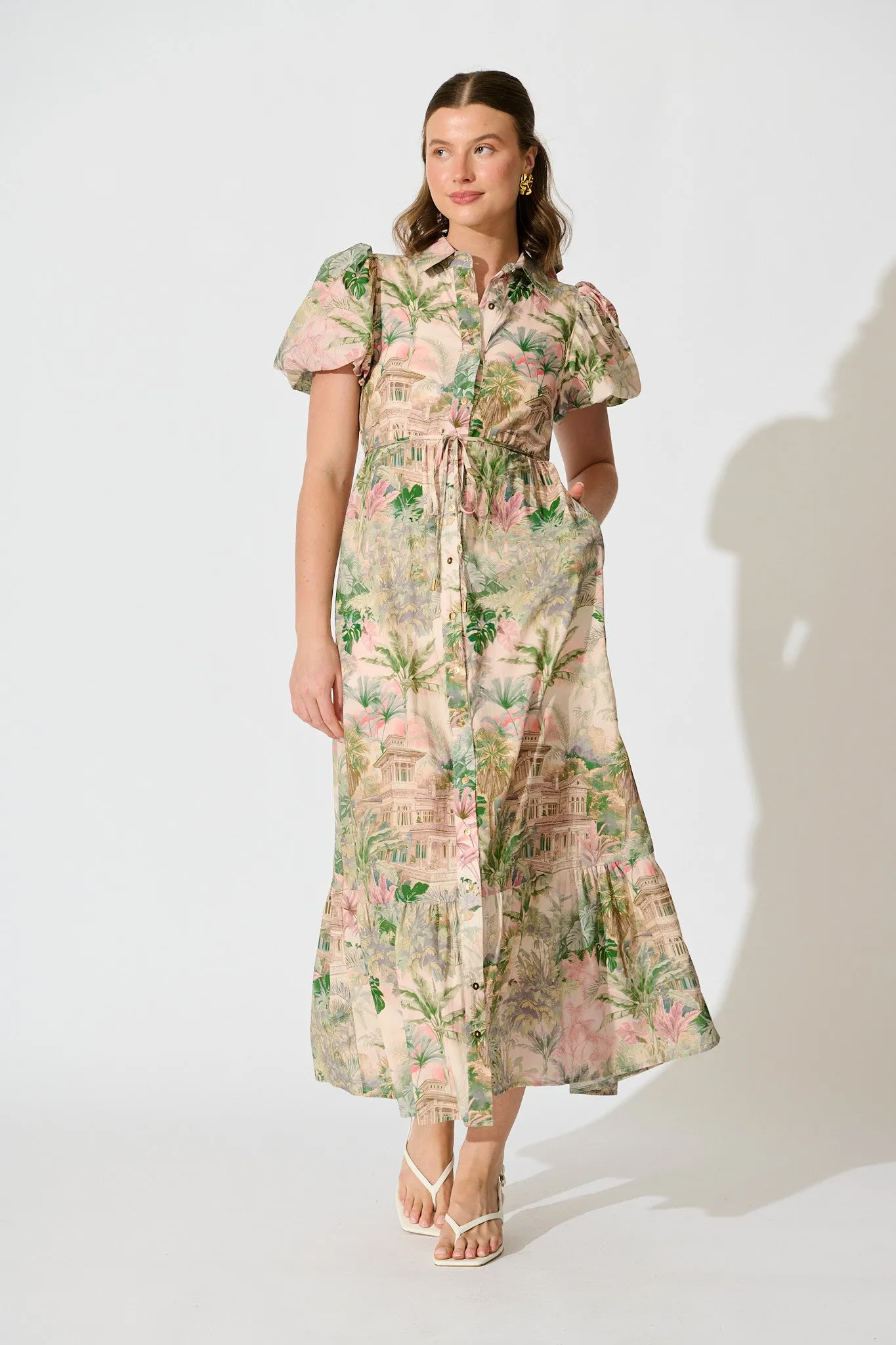 Palm Serenade Maxi Dress in Multi Palm Tree Print sold by St Frock product image thumbnail 2