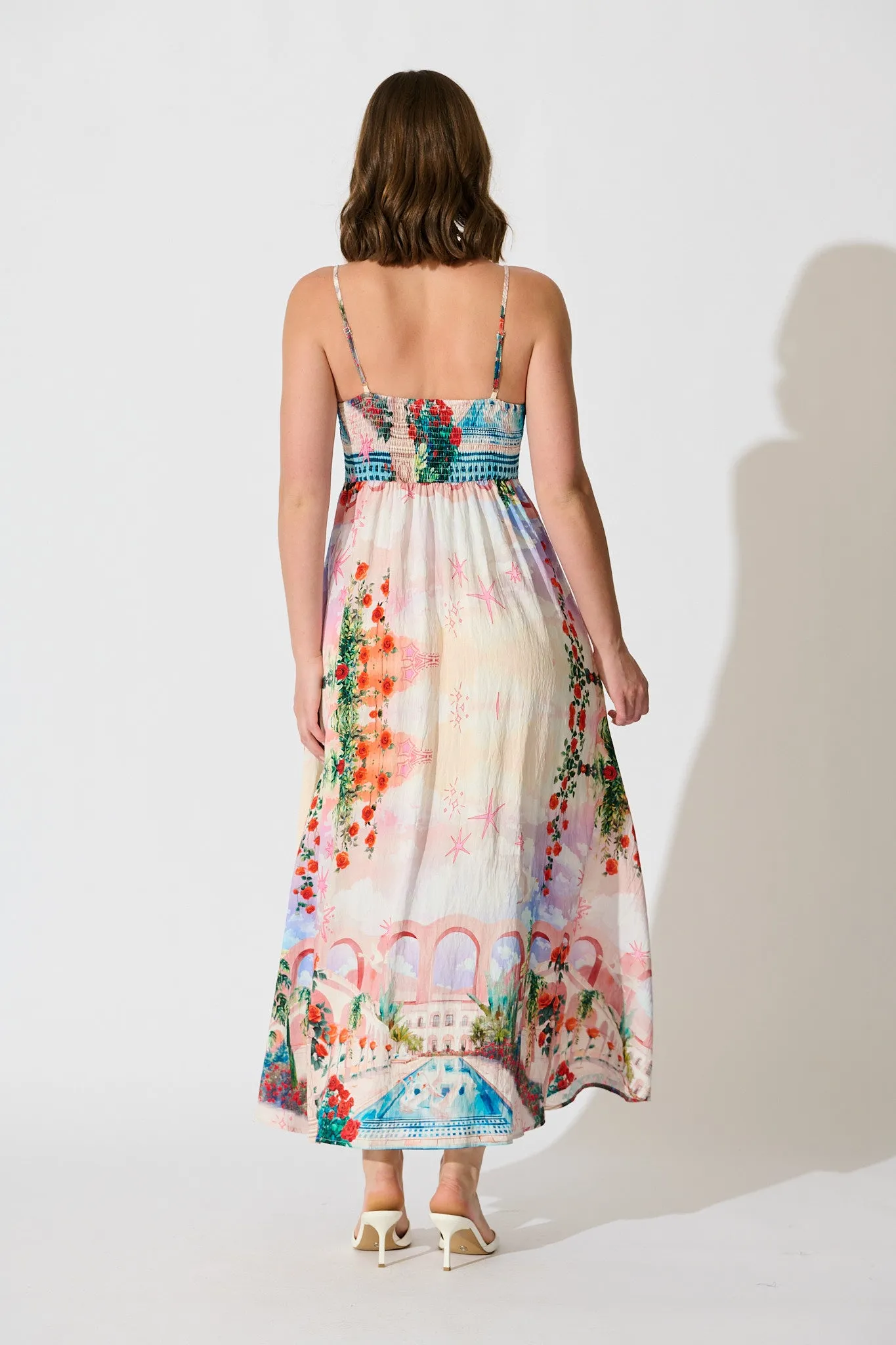 Willa Maxi Sundress in Red Rose Conversational Print sold by St Frock product image thumbnail 4