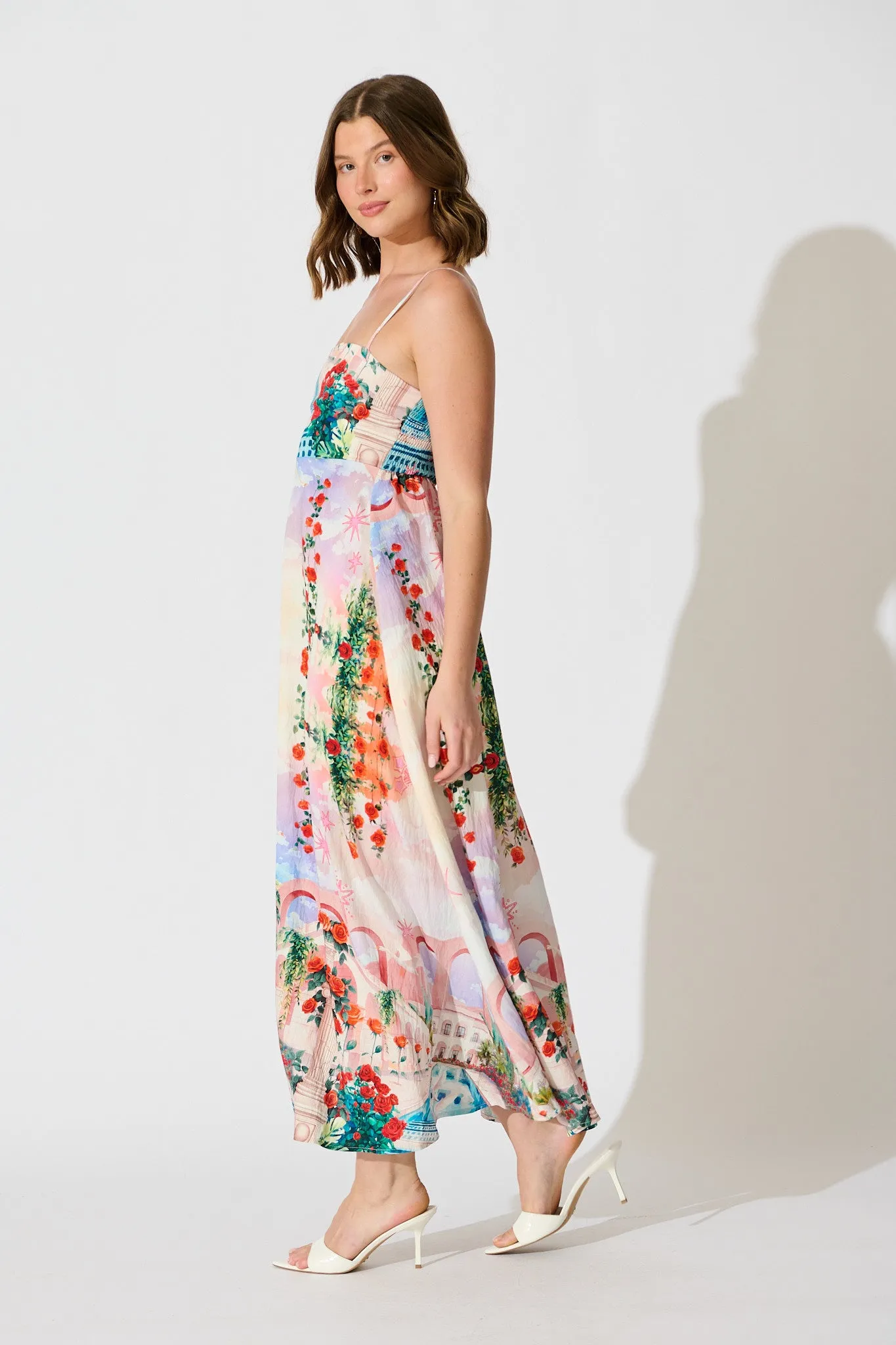 Willa Maxi Sundress in Red Rose Conversational Print sold by St Frock product image thumbnail 3