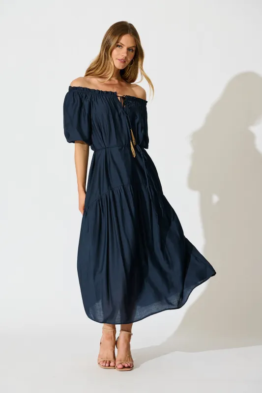 Elliya Maxi Dress In Navy sold by St Frock