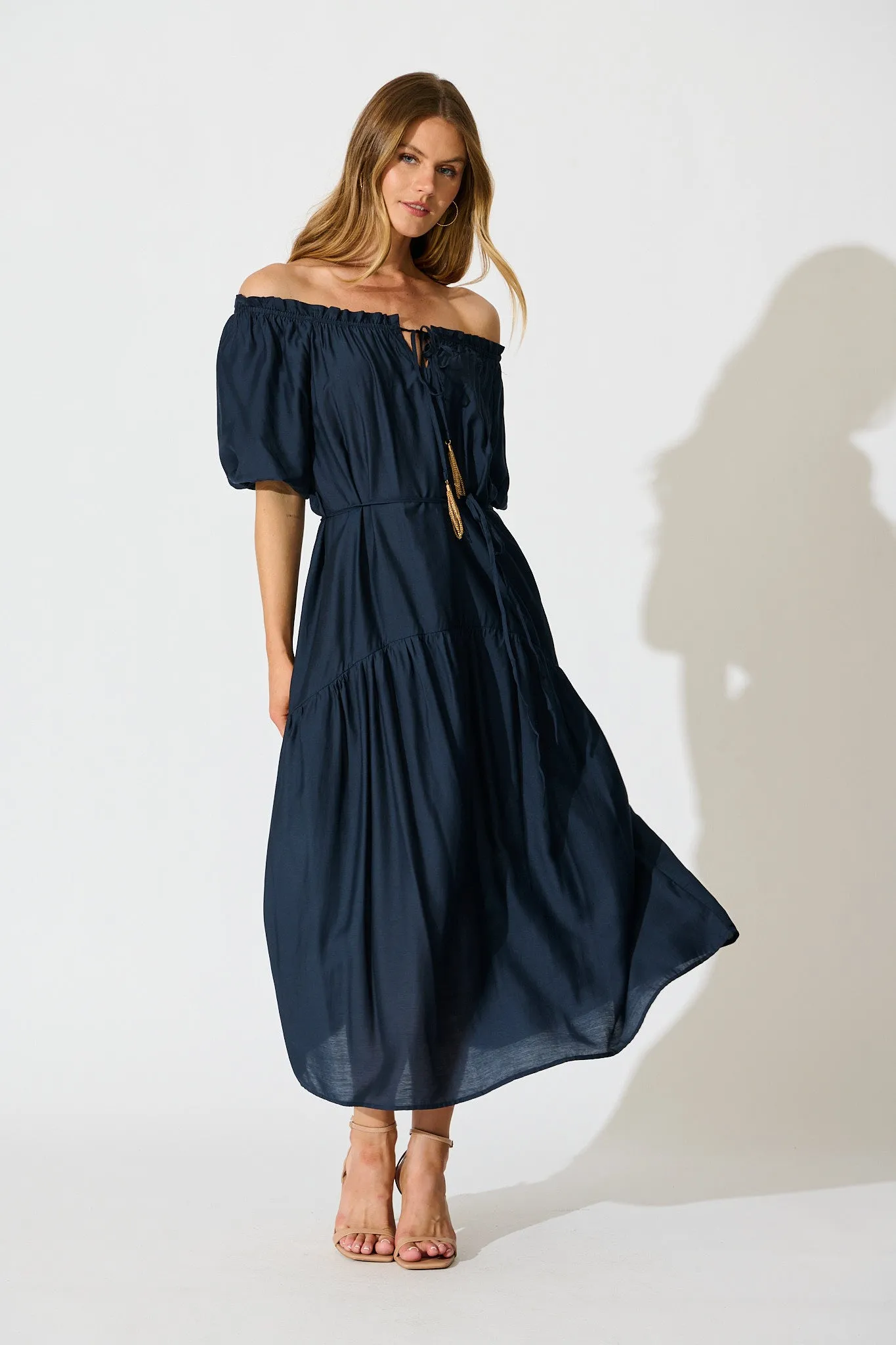 Elliya Maxi Dress In Navy sold by St Frock