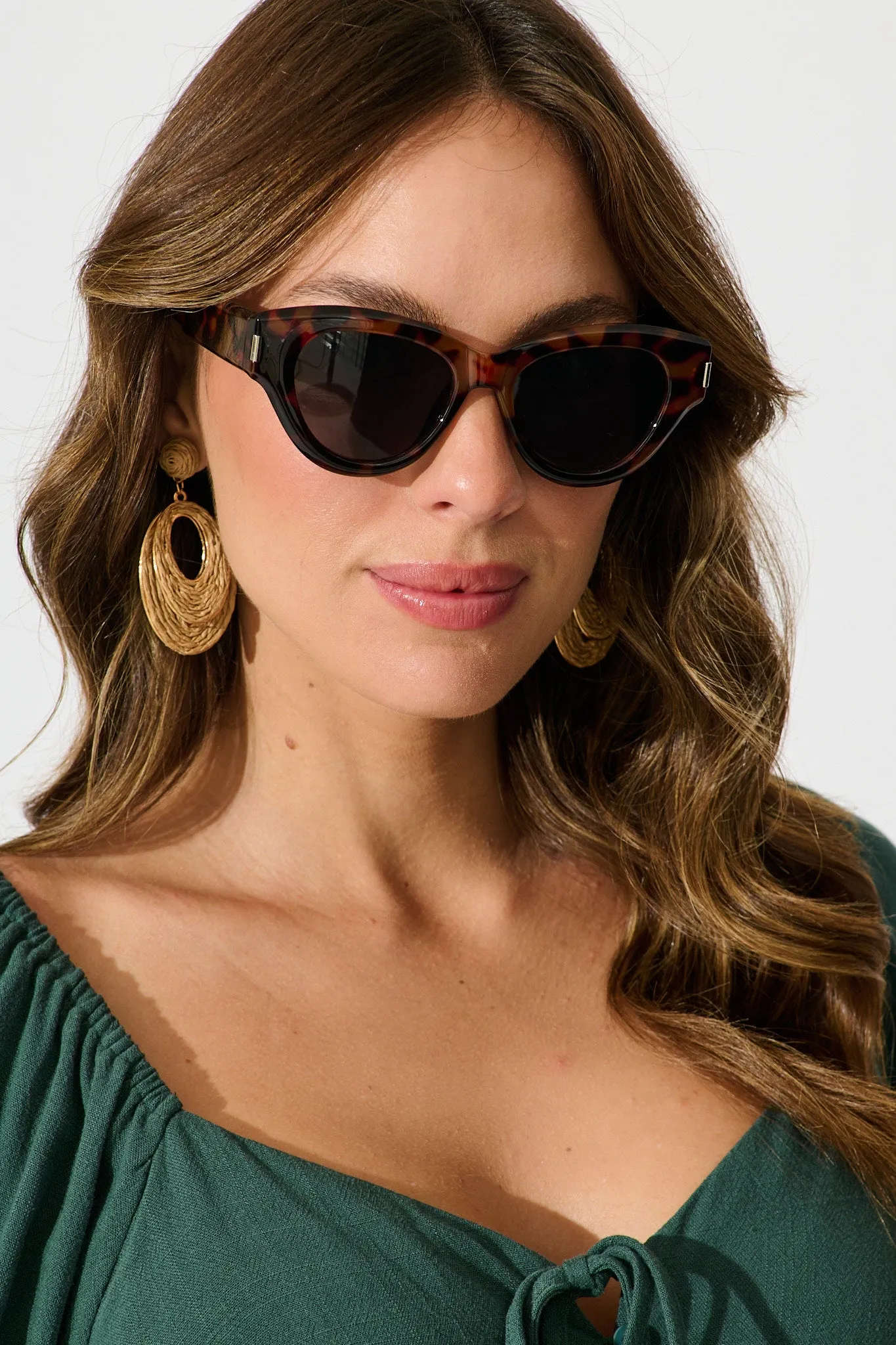 Blanc Round Frame Sunglasses in Dark Tort sold by St Frock