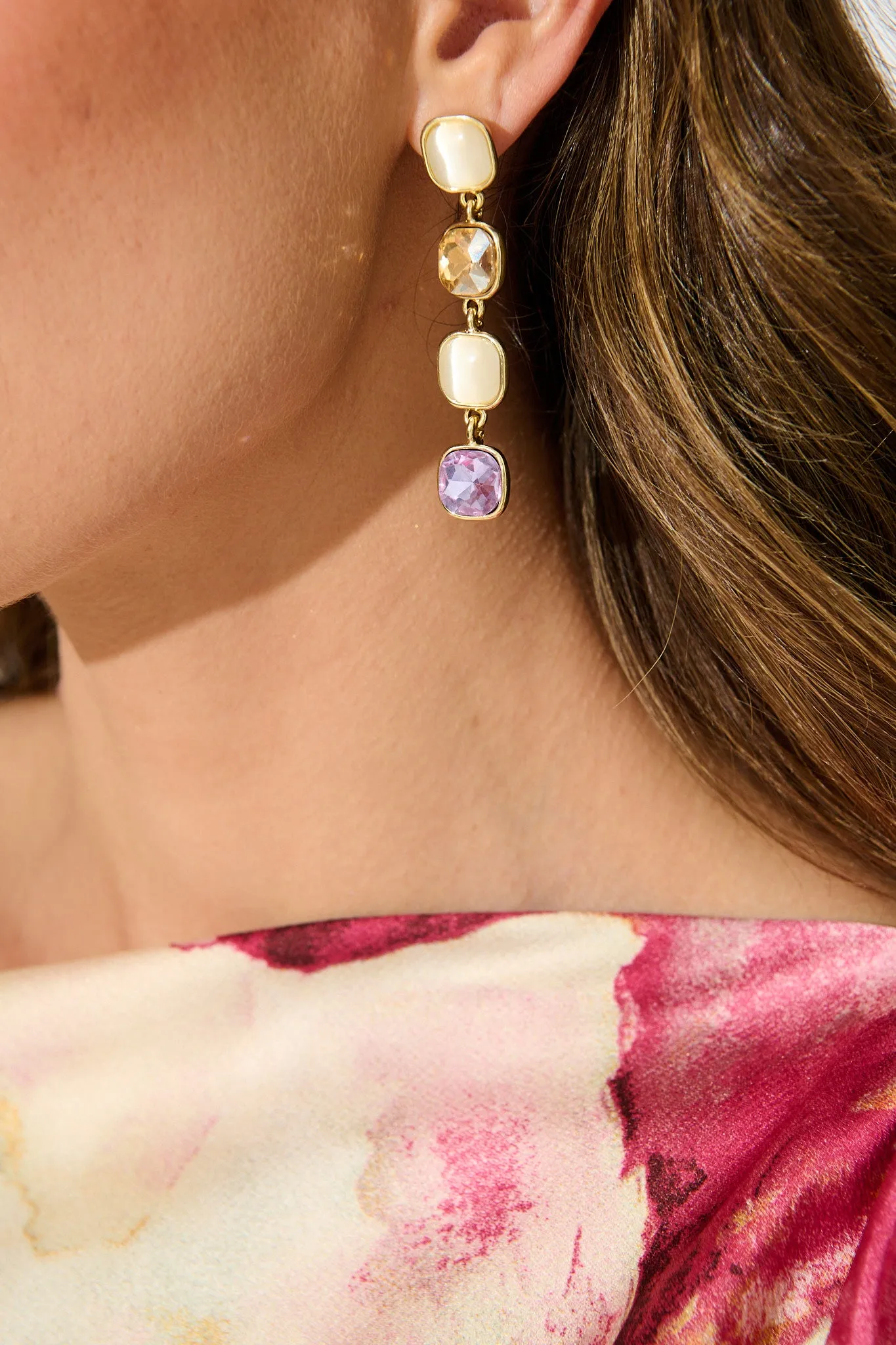Liana Drop Earrings In Multi Gold sold by St Frock product image thumbnail 3
