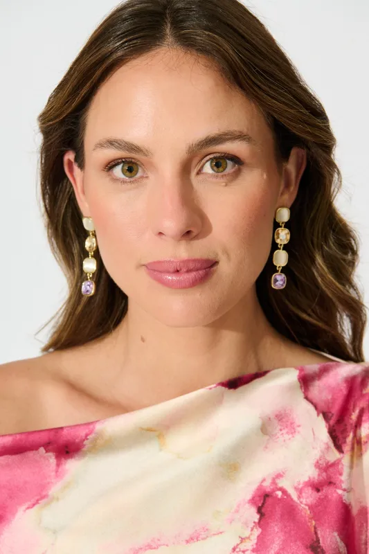 Liana Drop Earrings In Multi Gold sold by St Frock