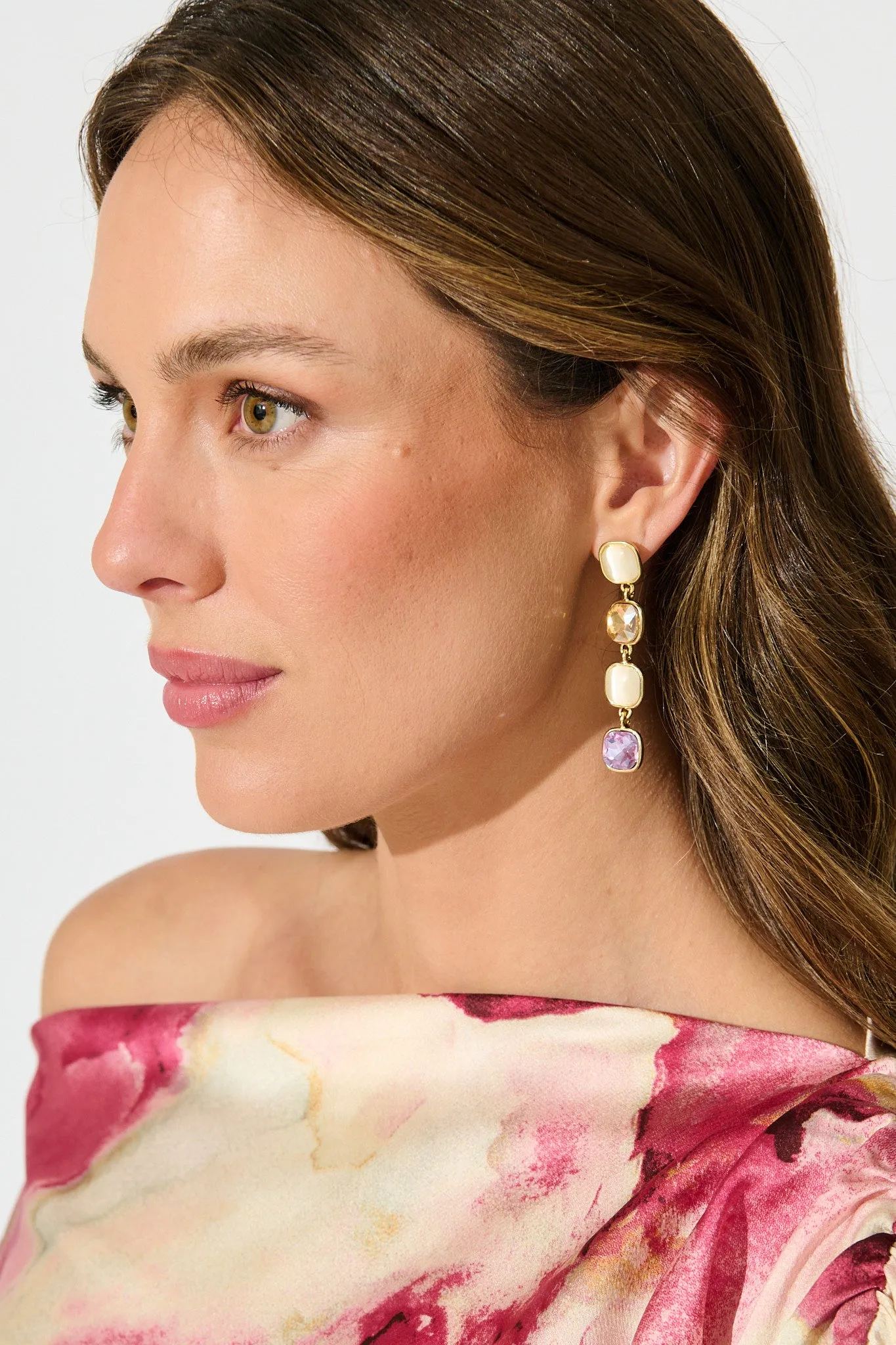 Liana Drop Earrings In Multi Gold sold by St Frock product image thumbnail 2