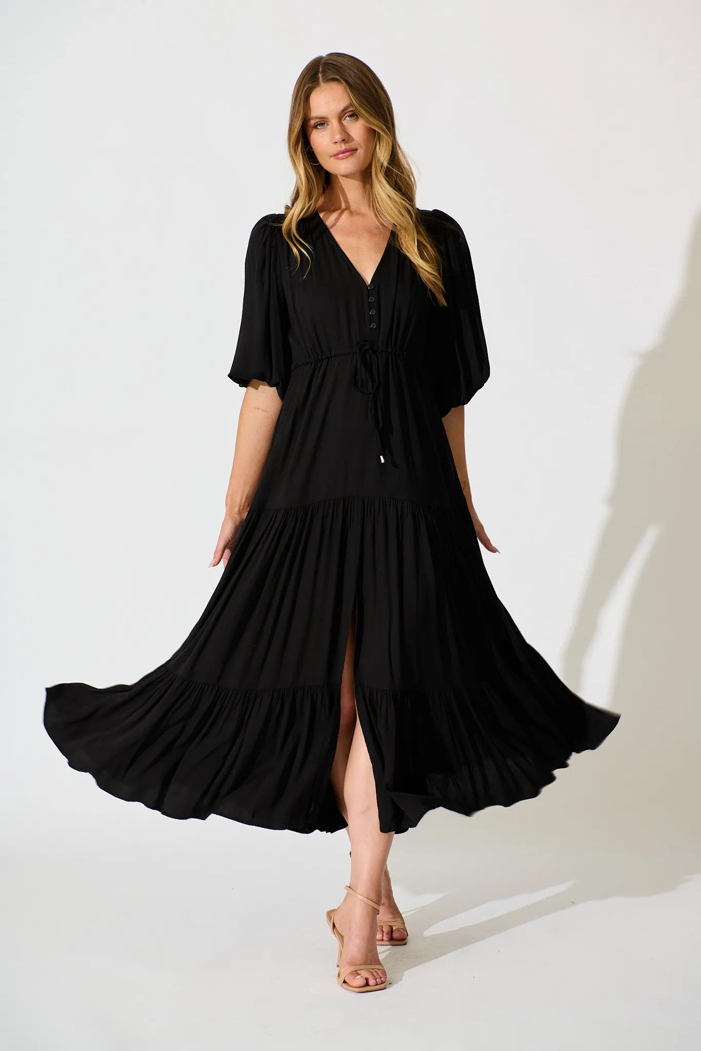 Carwen Maxi Dress in Black sold by St Frock