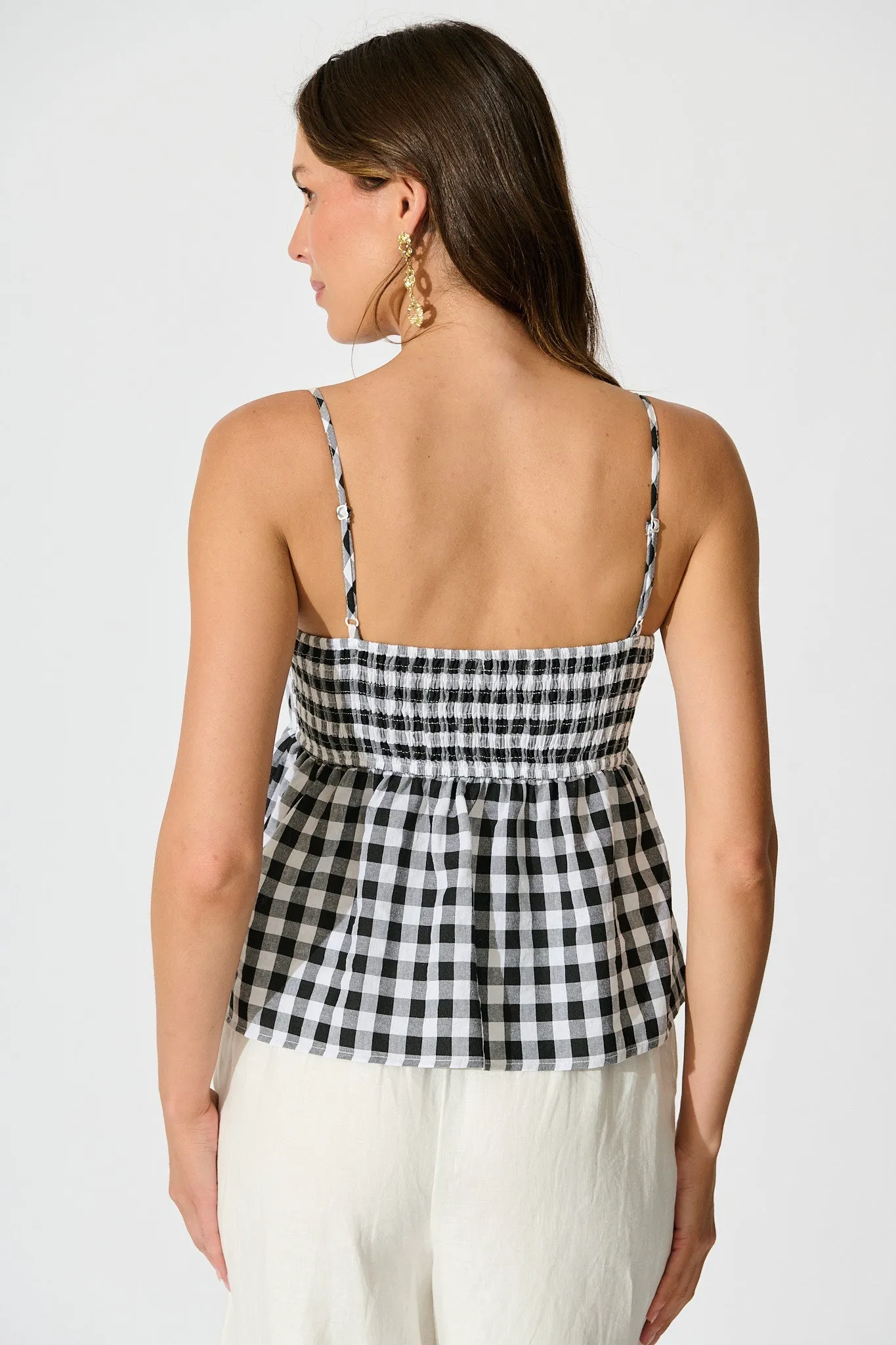 Sola Top in Black Gingham Cotton Blend sold by St Frock product image thumbnail 3