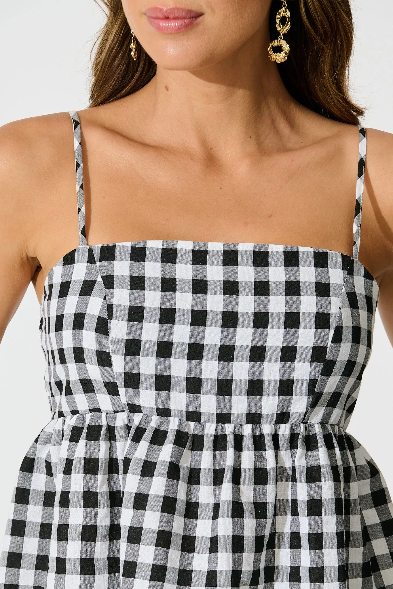Sola Top in Black Gingham Cotton Blend sold by St Frock product image thumbnail 5