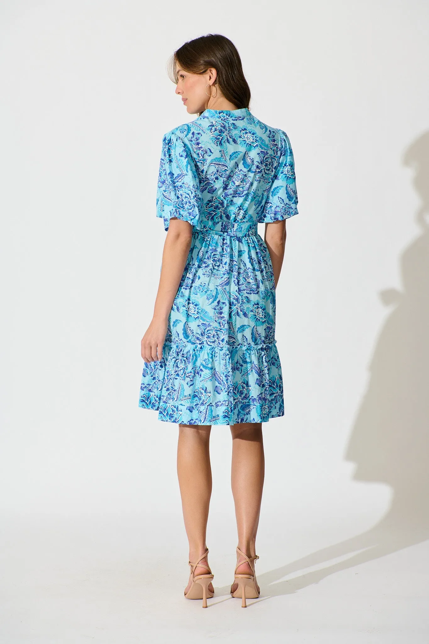 Seraya Dress in Blue Floral Cotton sold by St Frock product image thumbnail 4