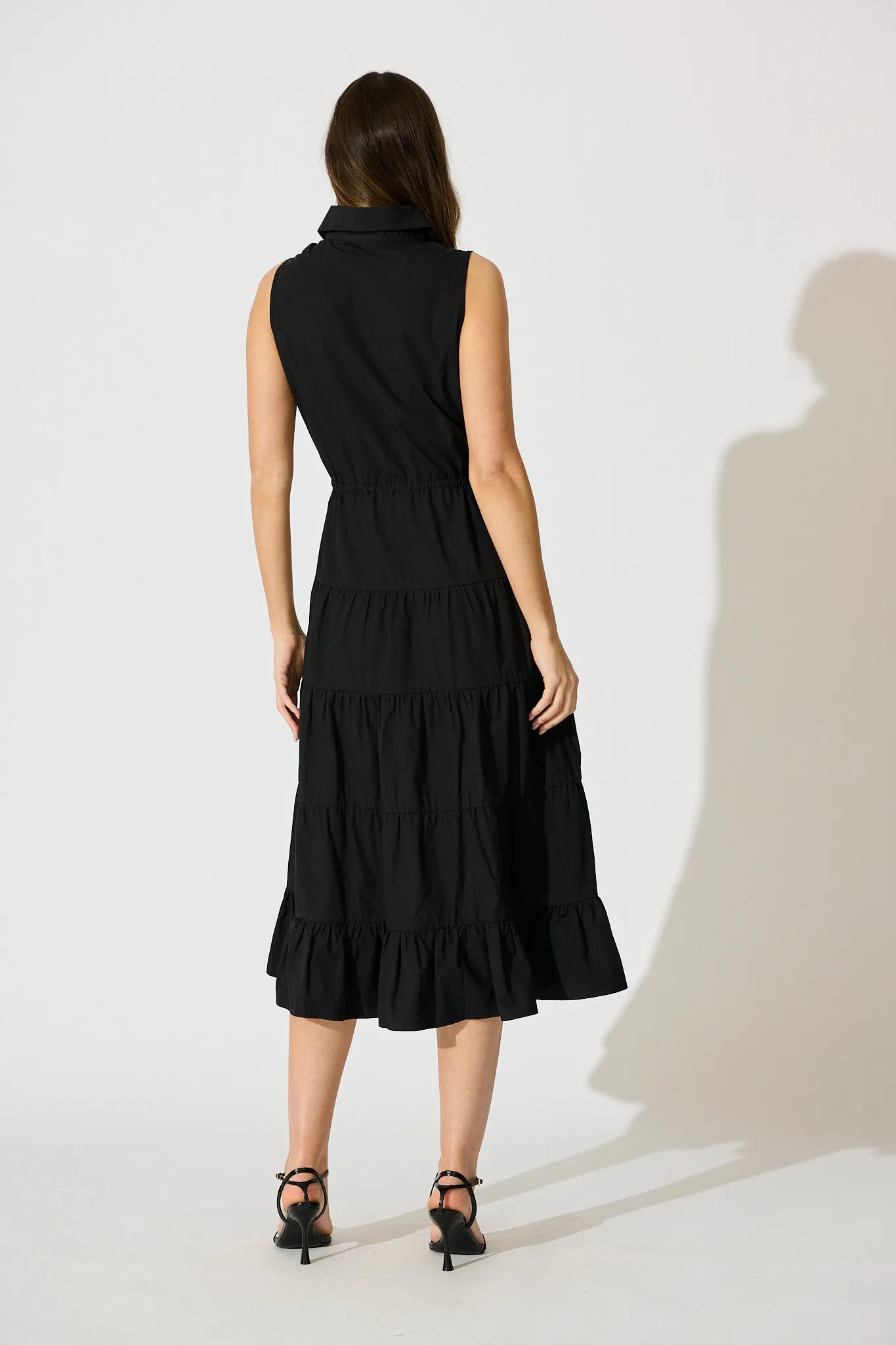 Vrinda Midi Dress in Black Cotton sold by St Frock product image thumbnail 4