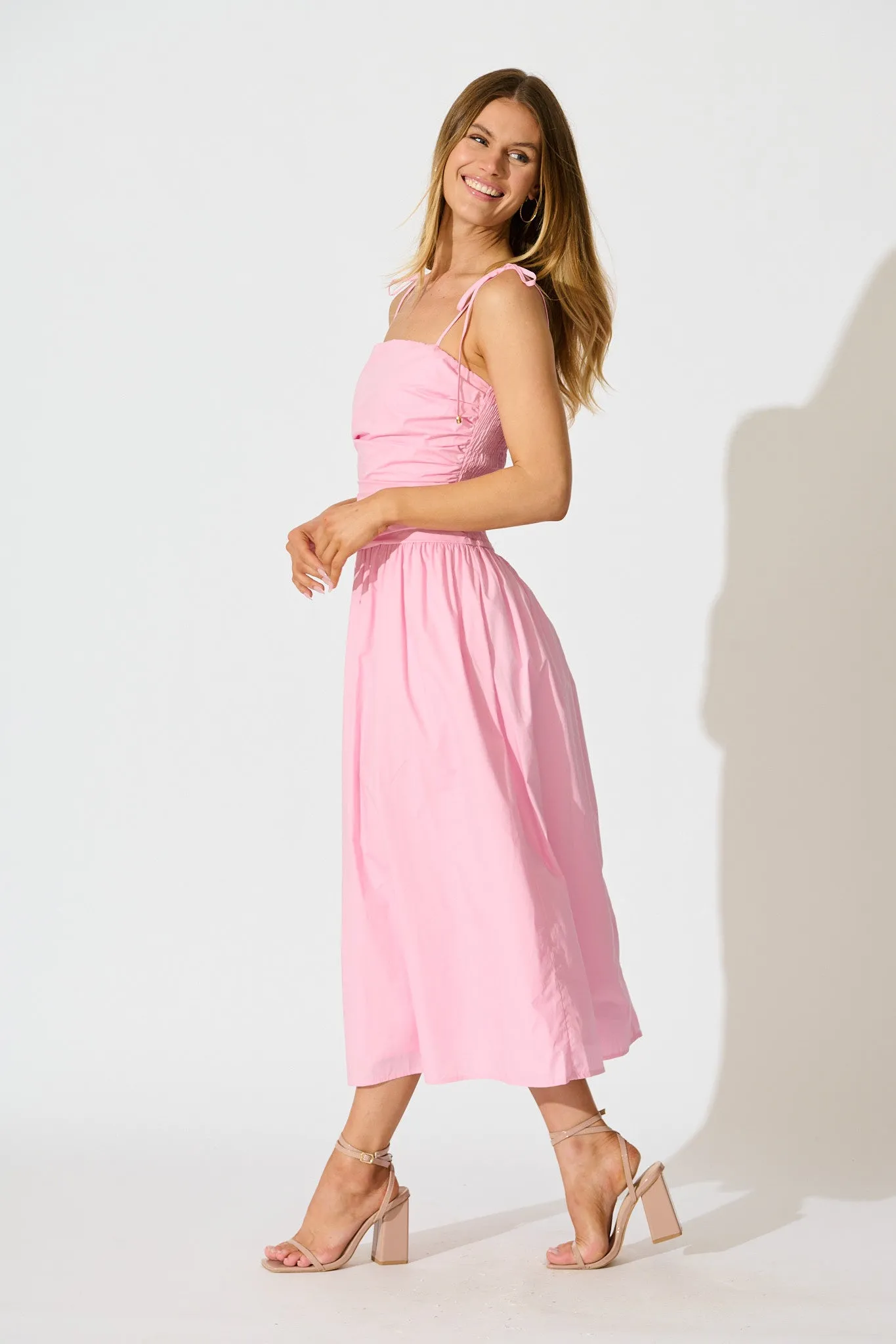 Avenly Midi Dress in Pink Cotton sold by St Frock product image thumbnail 3