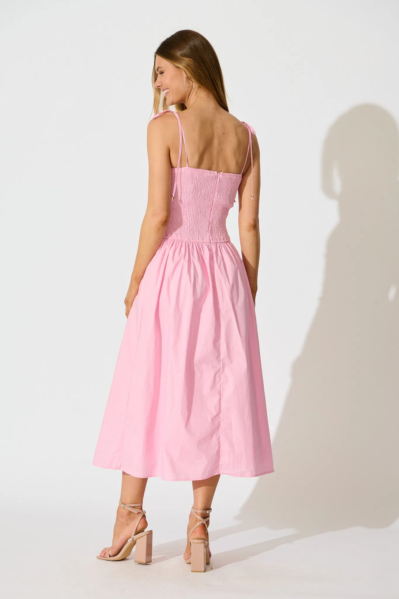 Avenly Midi Dress in Pink Cotton sold by St Frock product image thumbnail 4