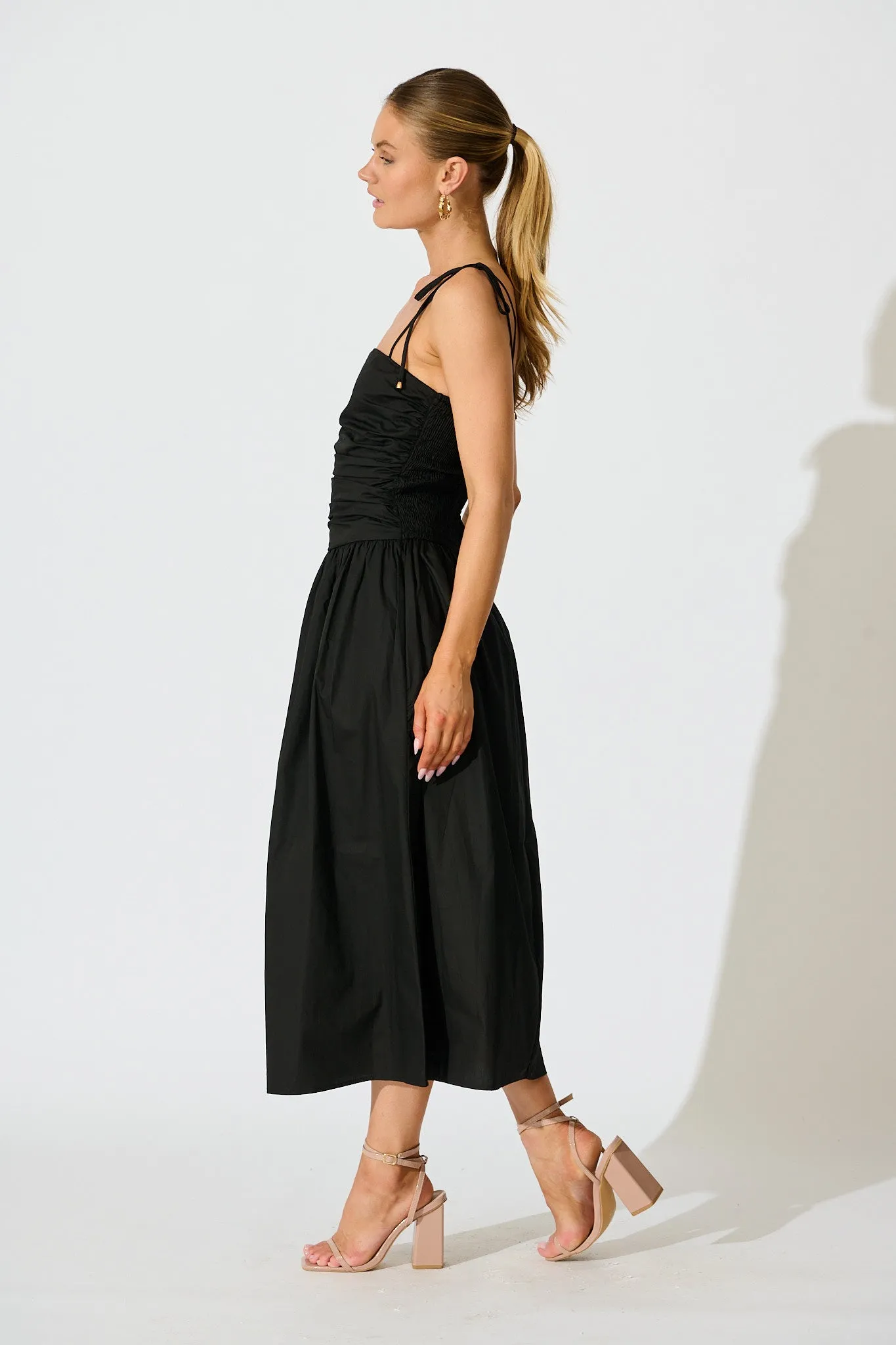 Avenly Midi Dress in Black Cotton sold by St Frock product image thumbnail 3