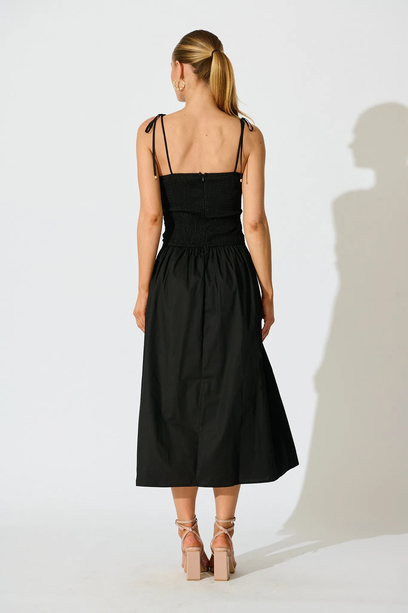 Avenly Midi Dress in Black Cotton sold by St Frock product image thumbnail 4