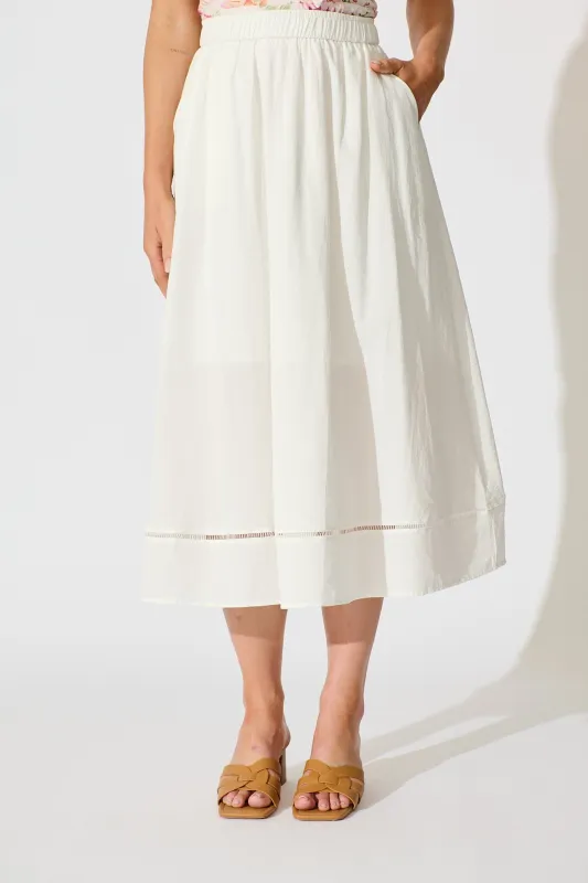 Cylas Midi Skirt in White Linen Blend sold by St Frock