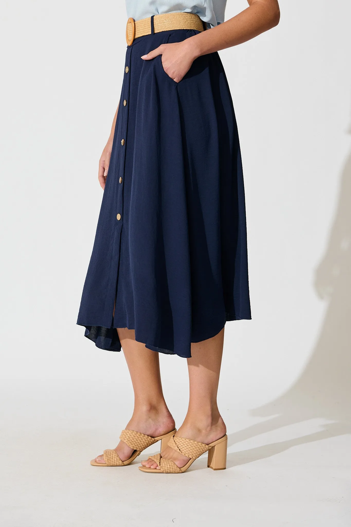 Fawn Maxi Skirt with Belt in Navy sold by St Frock product image thumbnail 2