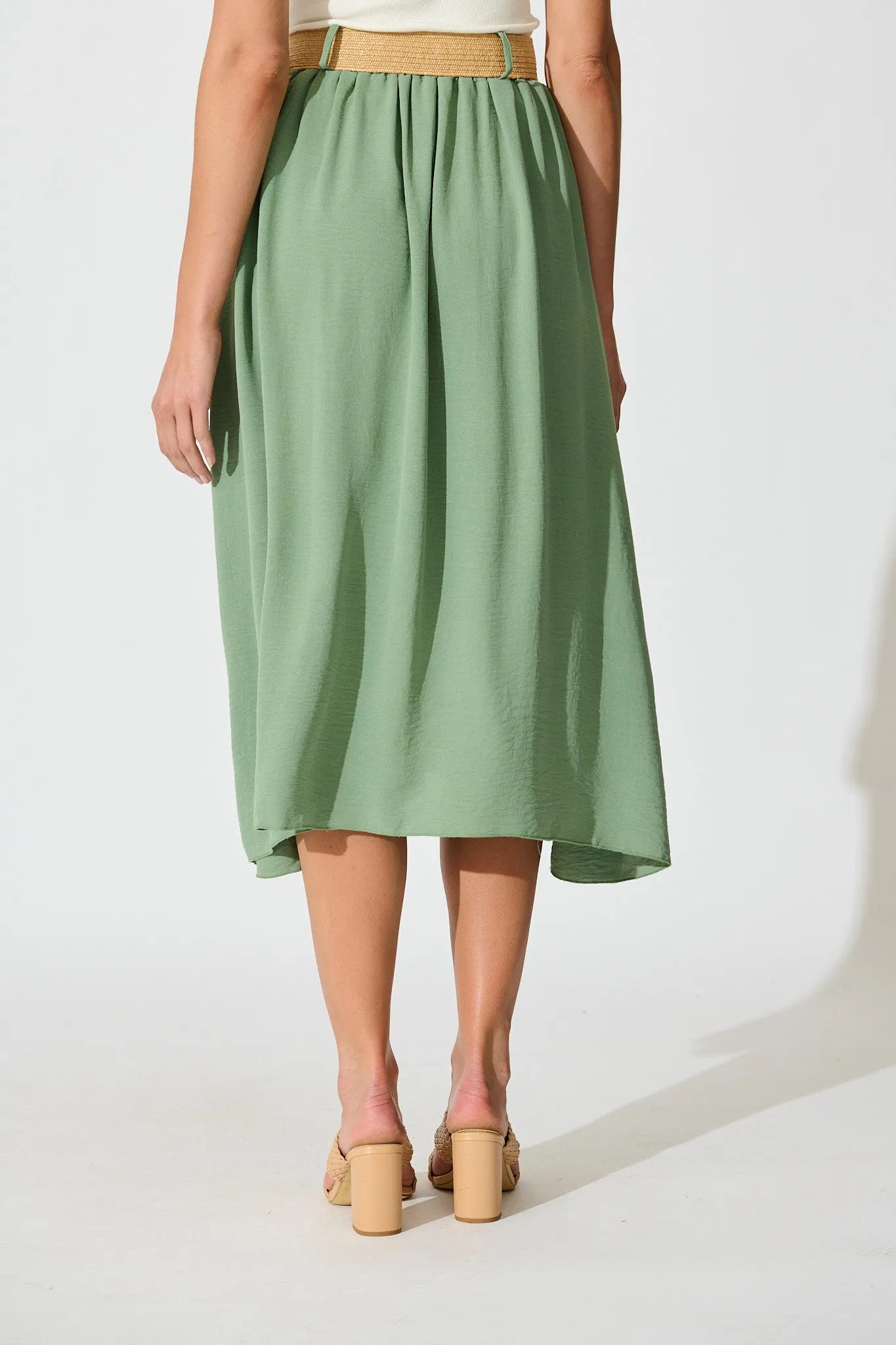 Fawn Maxi Skirt with Belt in Sage sold by St Frock product image thumbnail 3