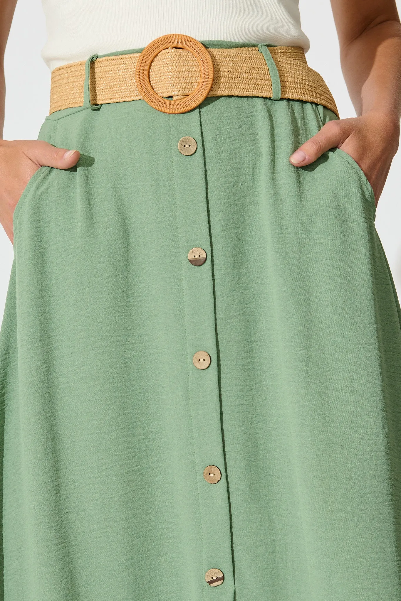 Fawn Maxi Skirt with Belt in Sage sold by St Frock product image thumbnail 5