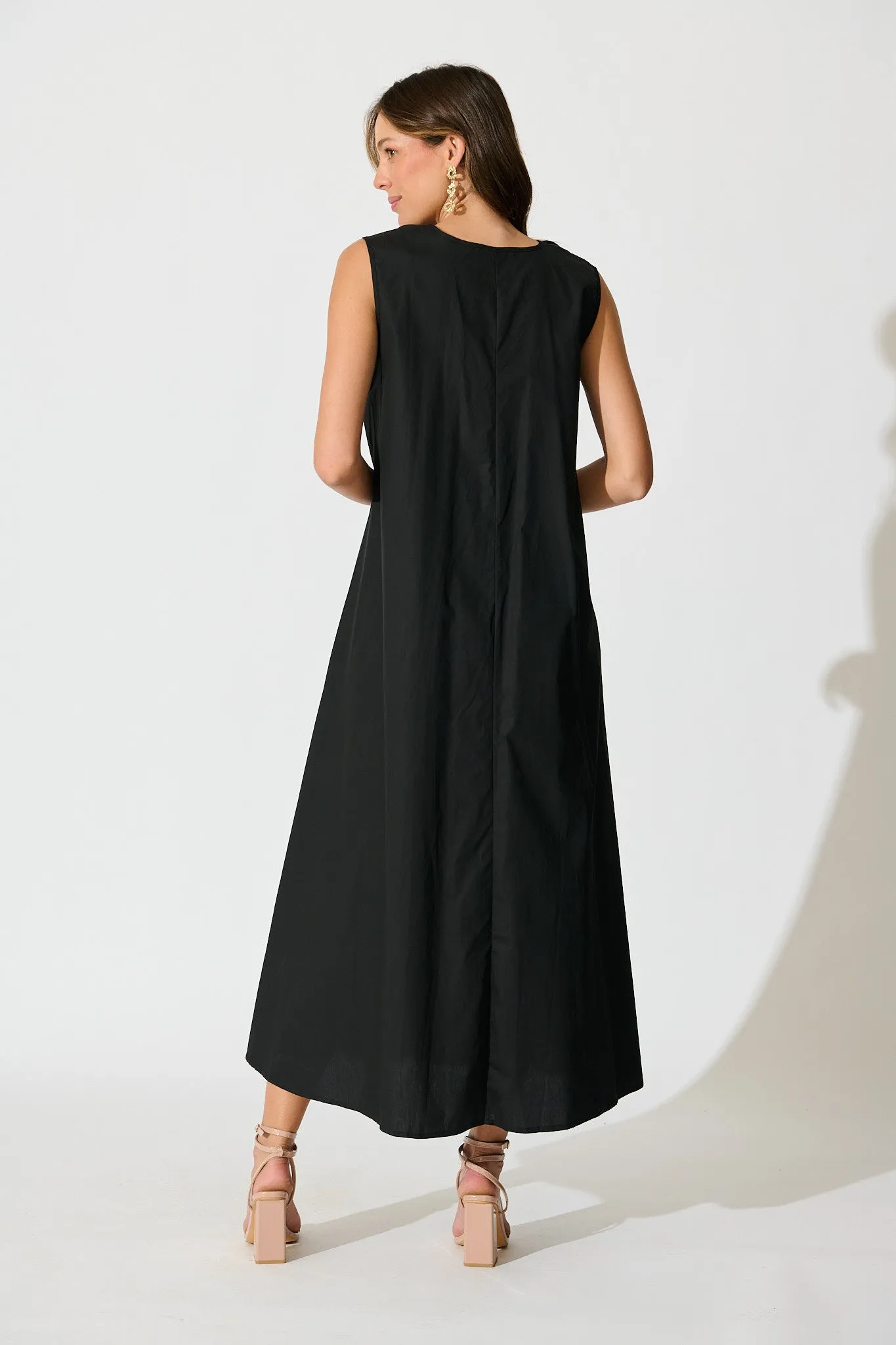 Elusia Oversized Maxi Dress in Black Cotton sold by St Frock product image thumbnail 4