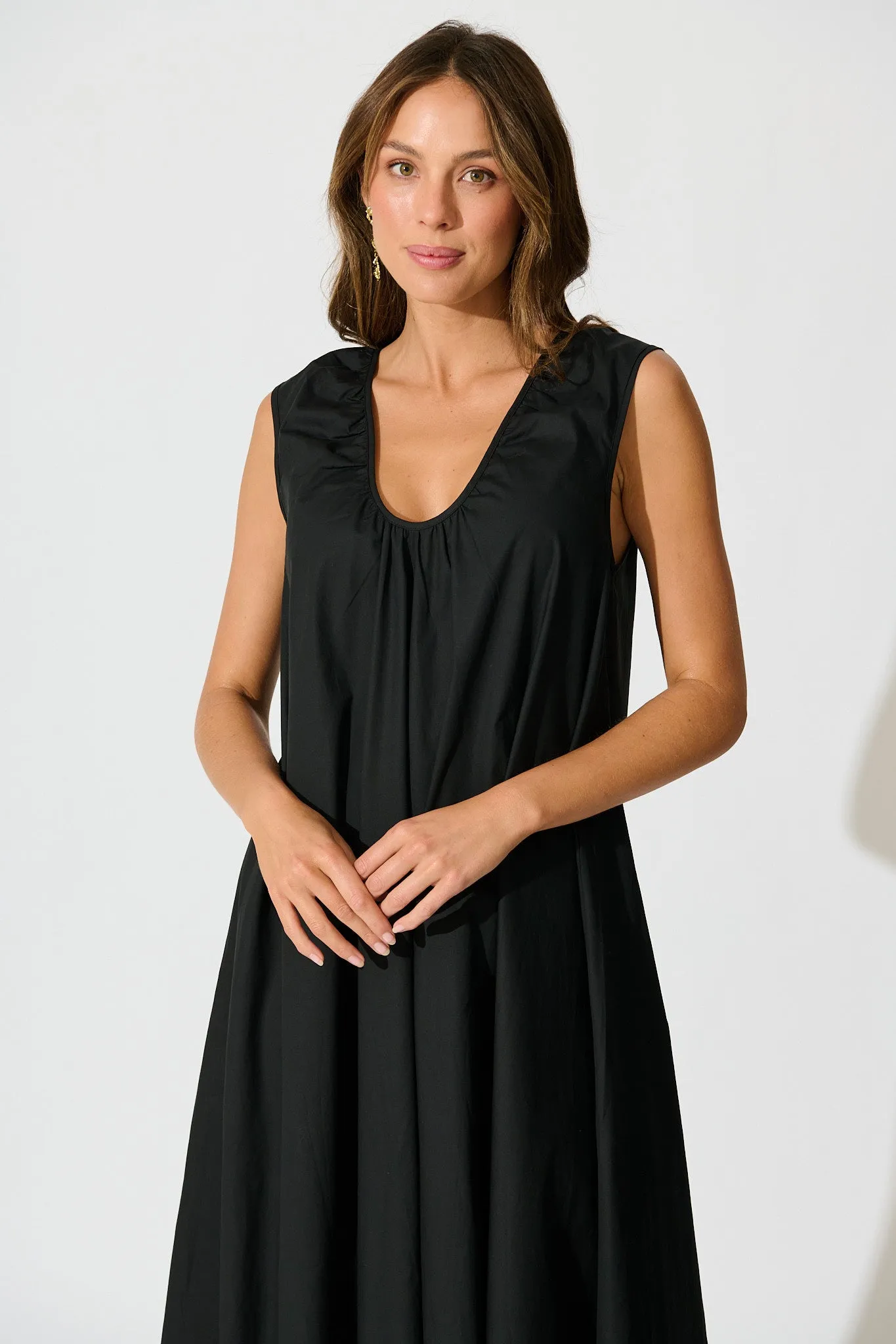 Elusia Oversized Maxi Dress in Black Cotton sold by St Frock product image thumbnail 2