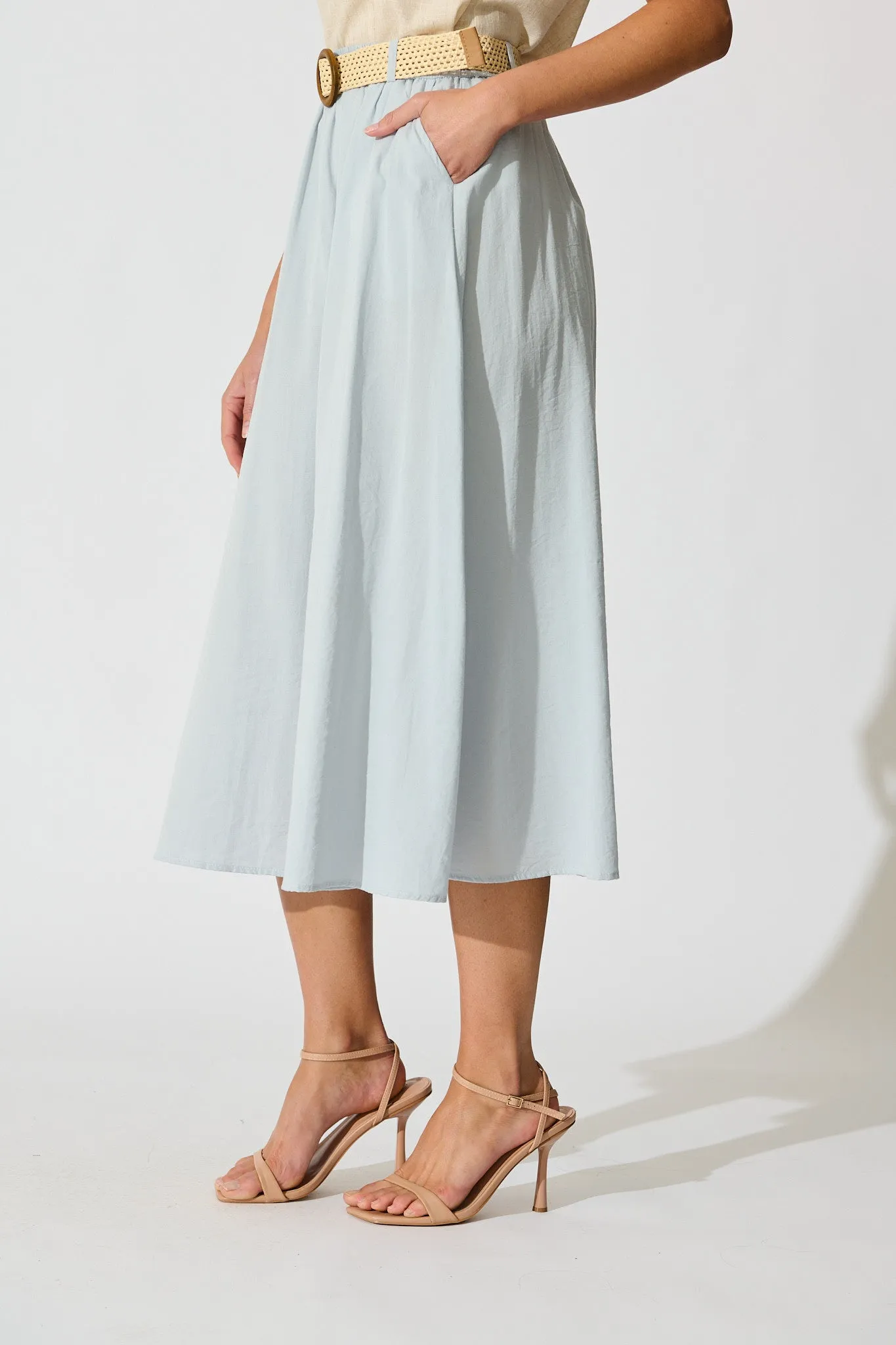 Fenella Maxi Skirt in Light Blue Linen Cotton Blend sold by St Frock product image thumbnail 2