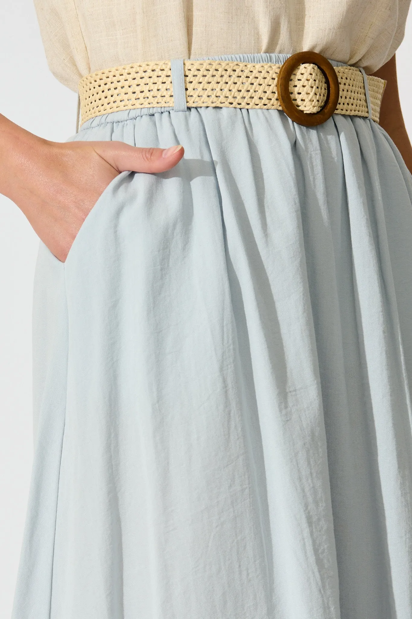 Fenella Maxi Skirt in Light Blue Linen Cotton Blend sold by St Frock product image thumbnail 5