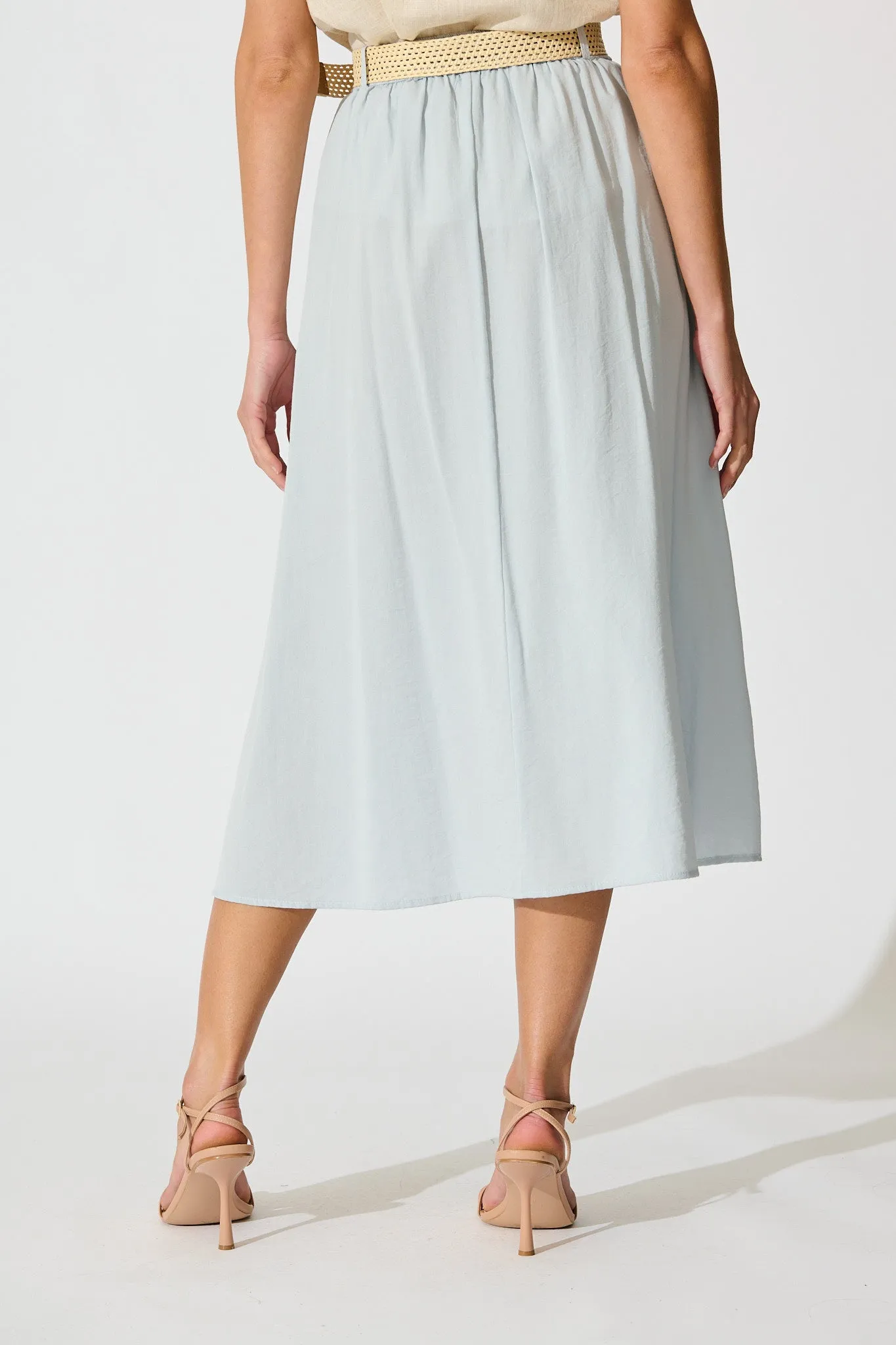 Fenella Maxi Skirt in Light Blue Linen Cotton Blend sold by St Frock product image thumbnail 3