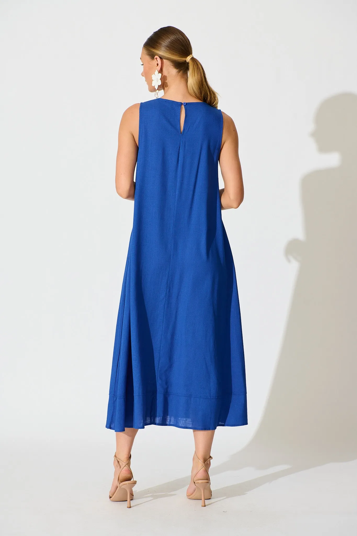 Heatwave Maxi Dress in Cobalt Linen Blend sold by St Frock product image thumbnail 4