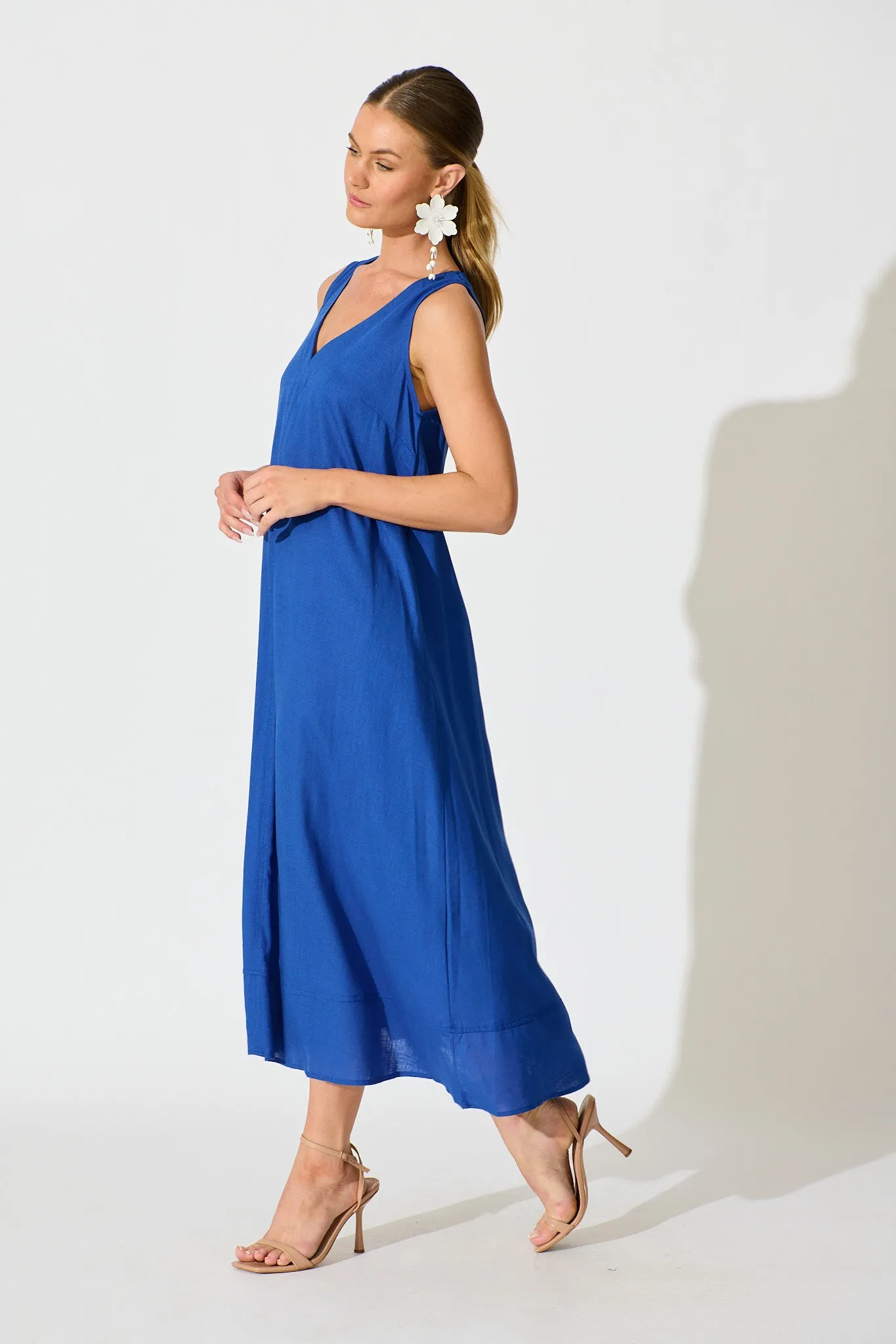 Heatwave Maxi Dress in Cobalt Linen Blend sold by St Frock product image thumbnail 3