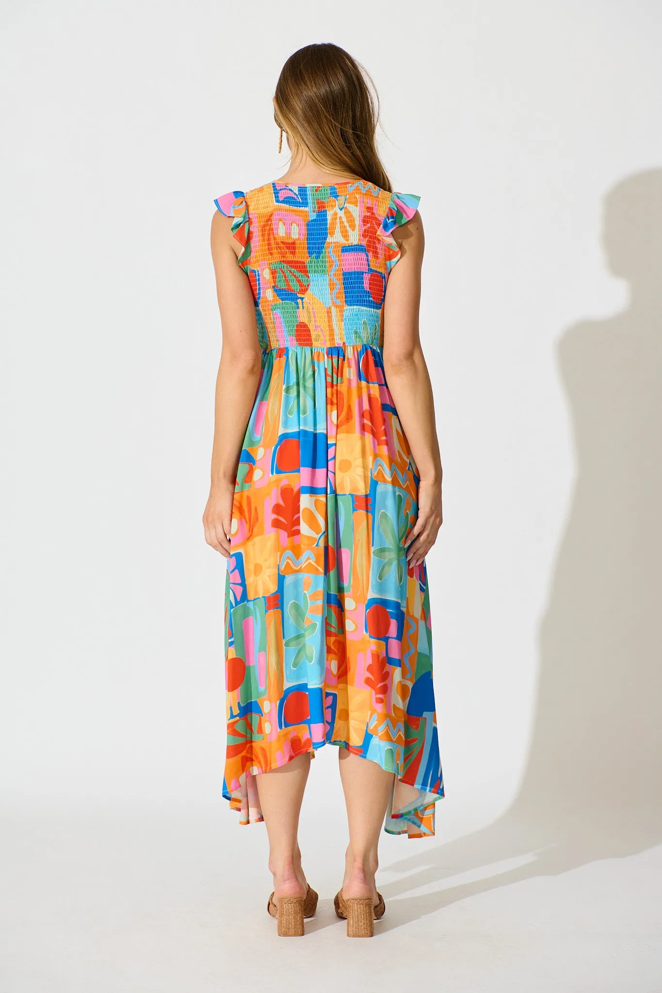 Tropical Mosaic Maxi Dress in Bright Multi Patchwork Print sold by St Frock product image thumbnail 4