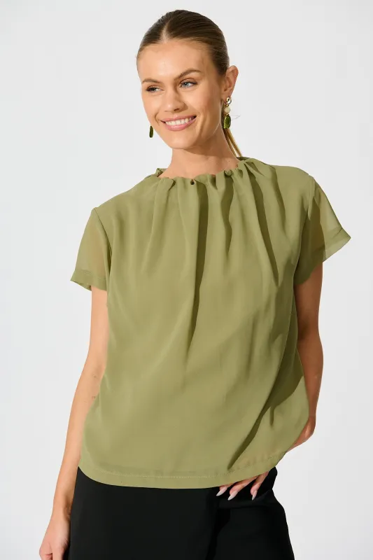 Fayra Top in Sage Chiffon sold by St Frock