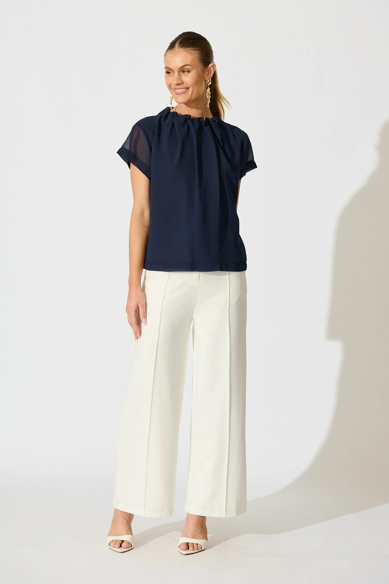 Fayra Top in Navy Chiffon sold by St Frock product image thumbnail 4