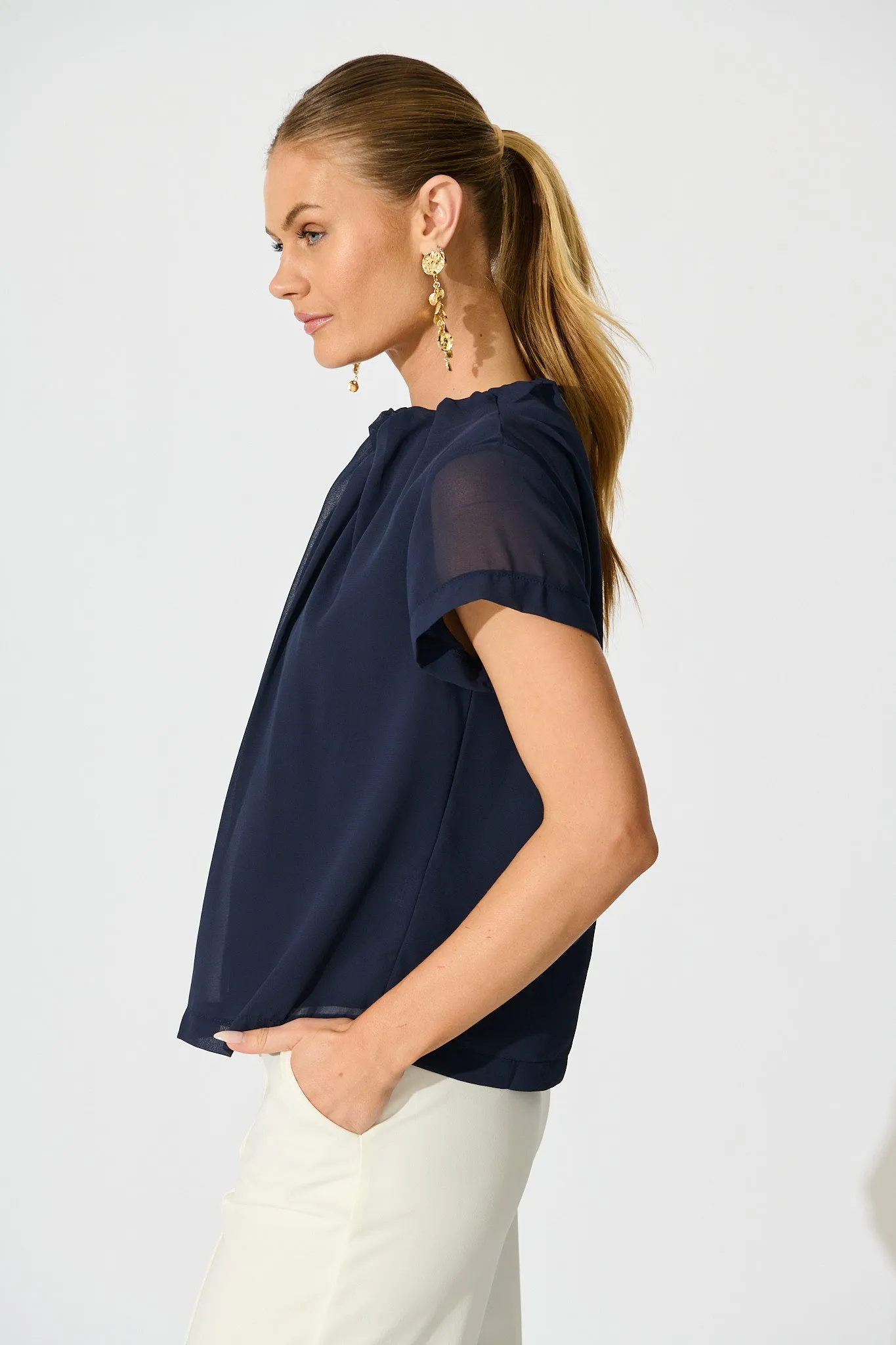 Fayra Top in Navy Chiffon sold by St Frock product image thumbnail 2