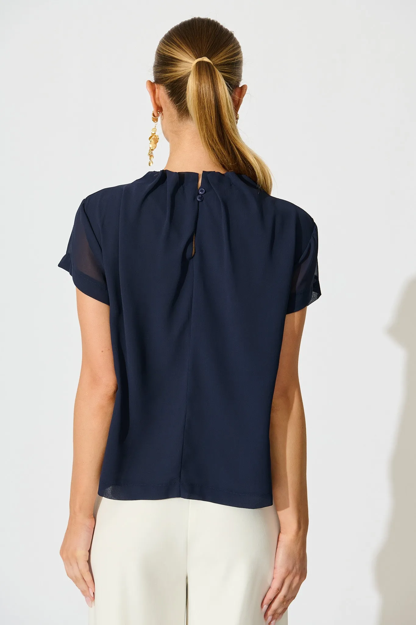 Fayra Top in Navy Chiffon sold by St Frock product image thumbnail 3