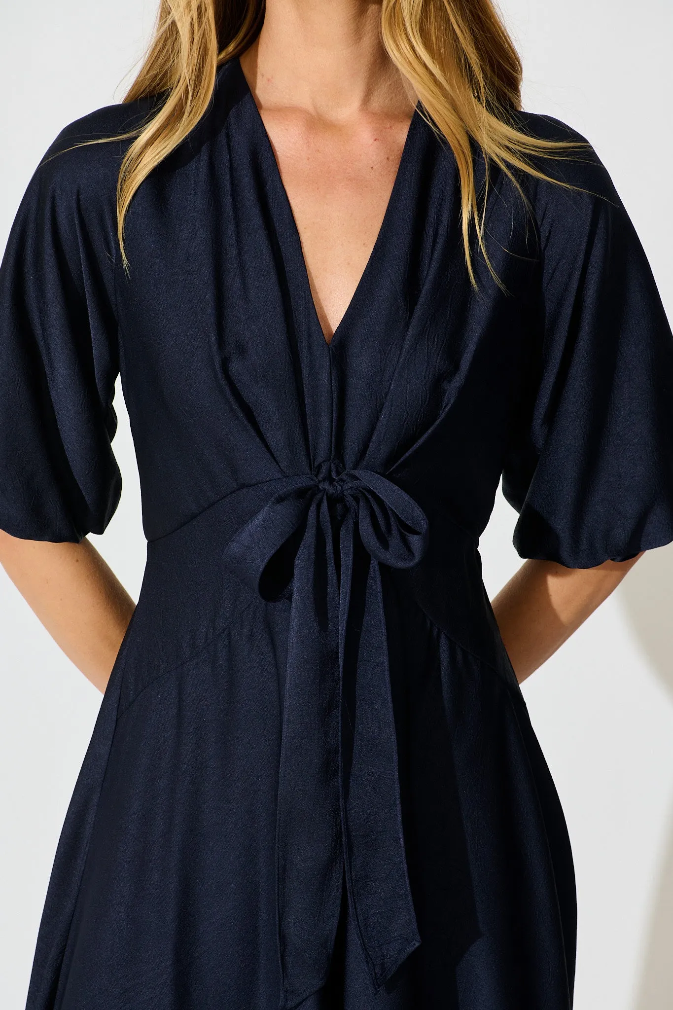 Iris Belle Maxi Dress in Navy Satin sold by St Frock product image thumbnail 5