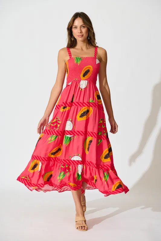 Zimi Maxi Sundress in Red Multi Print sold by St Frock