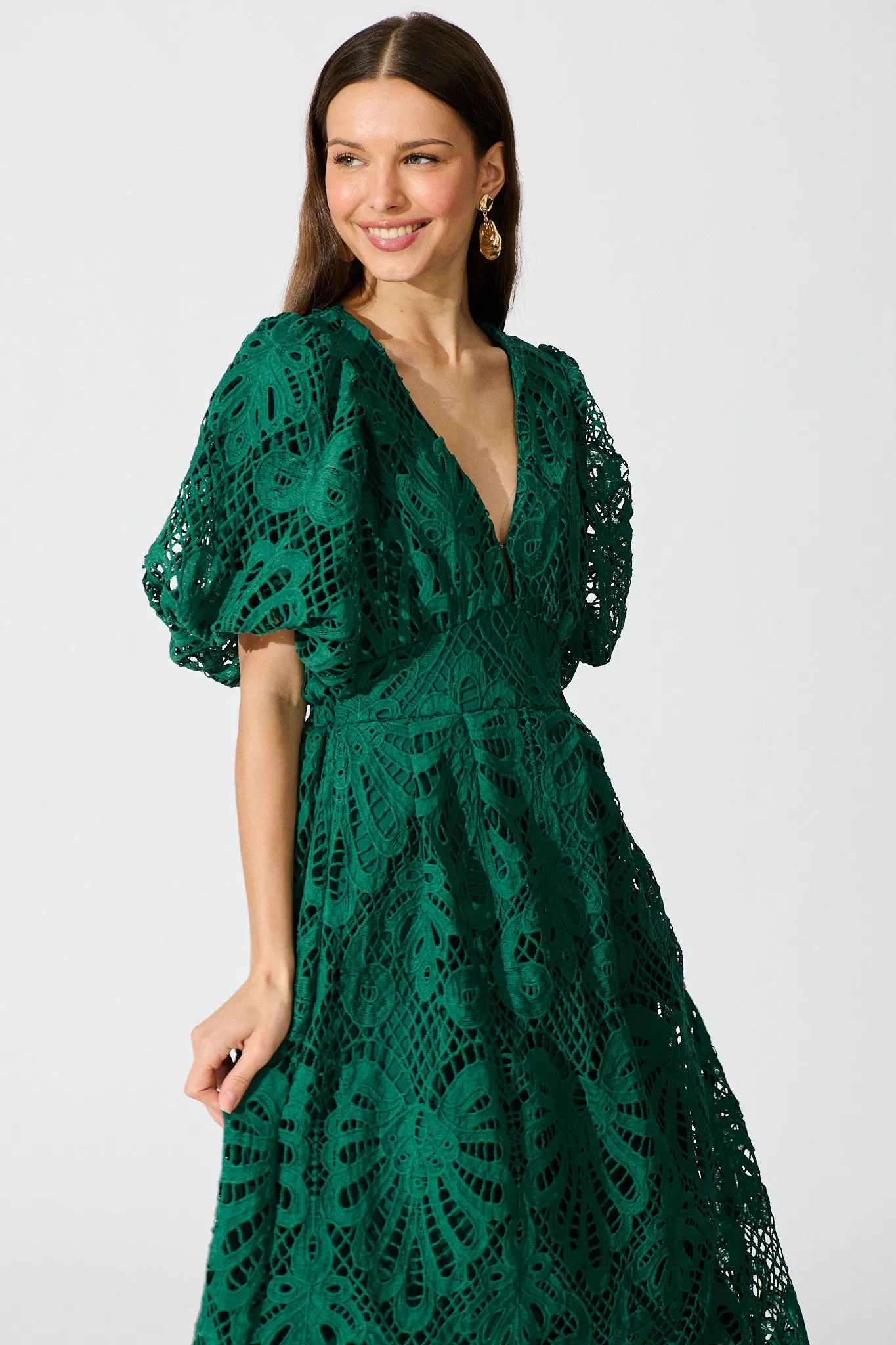 Serene Melody Lace Maxi Dress In Emerald sold by St Frock product image thumbnail 2