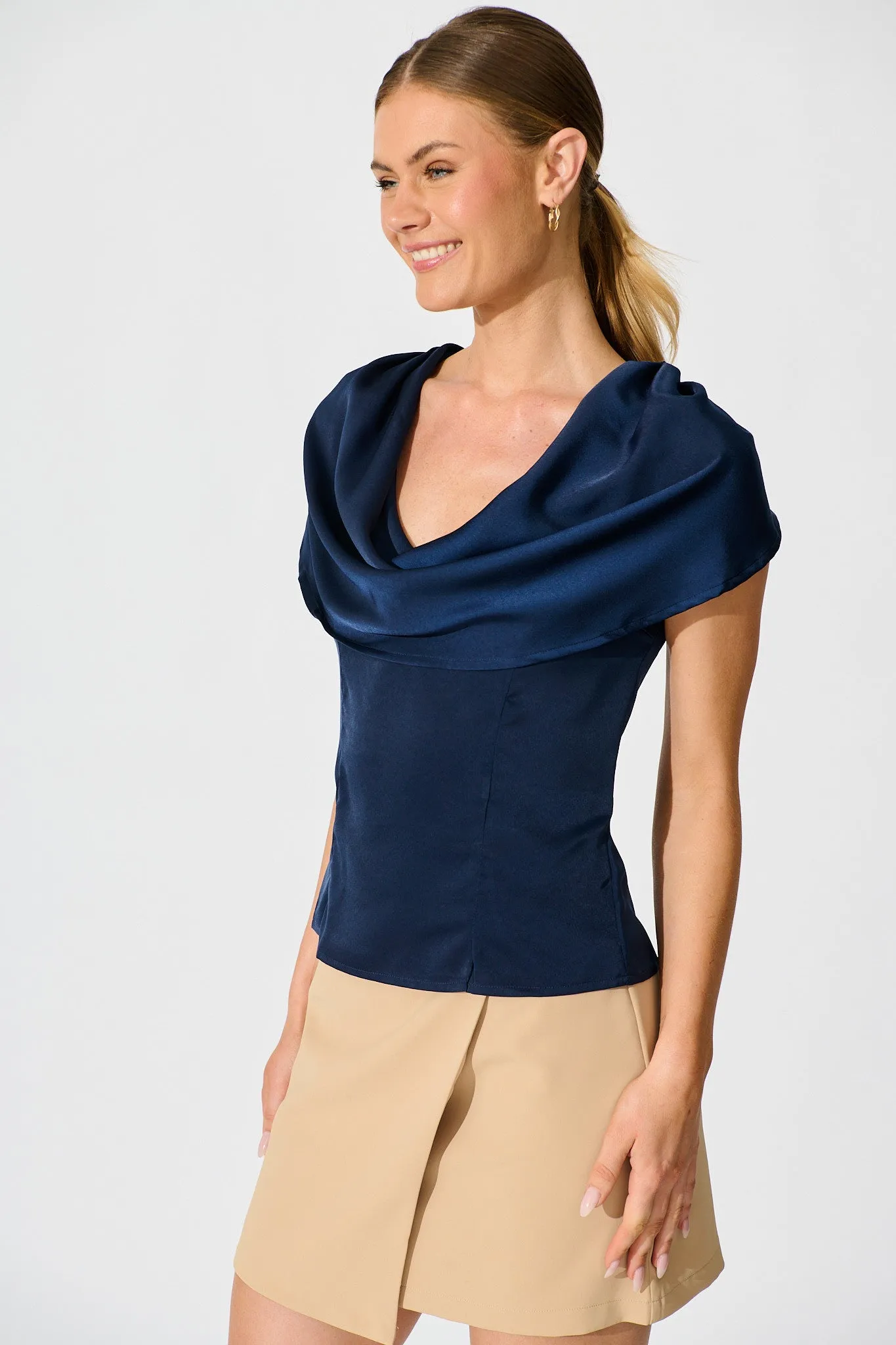 Haven Top in Navy Satin sold by St Frock product image thumbnail 2