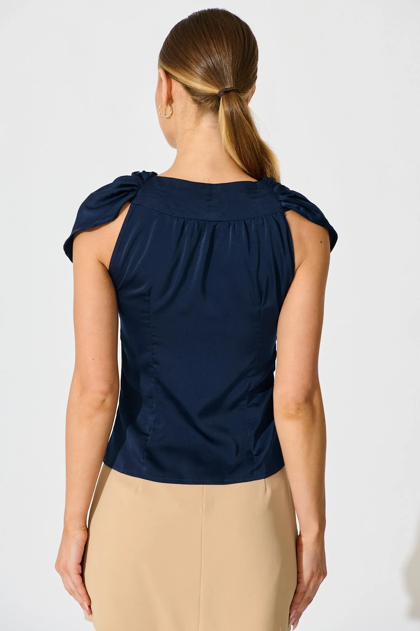 Haven Top in Navy Satin sold by St Frock product image thumbnail 3