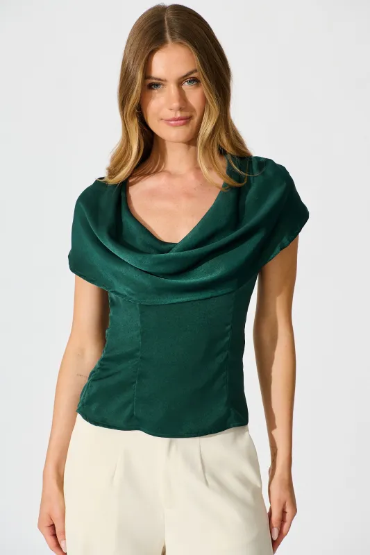 Haven Top in Emerald Satin sold by St Frock