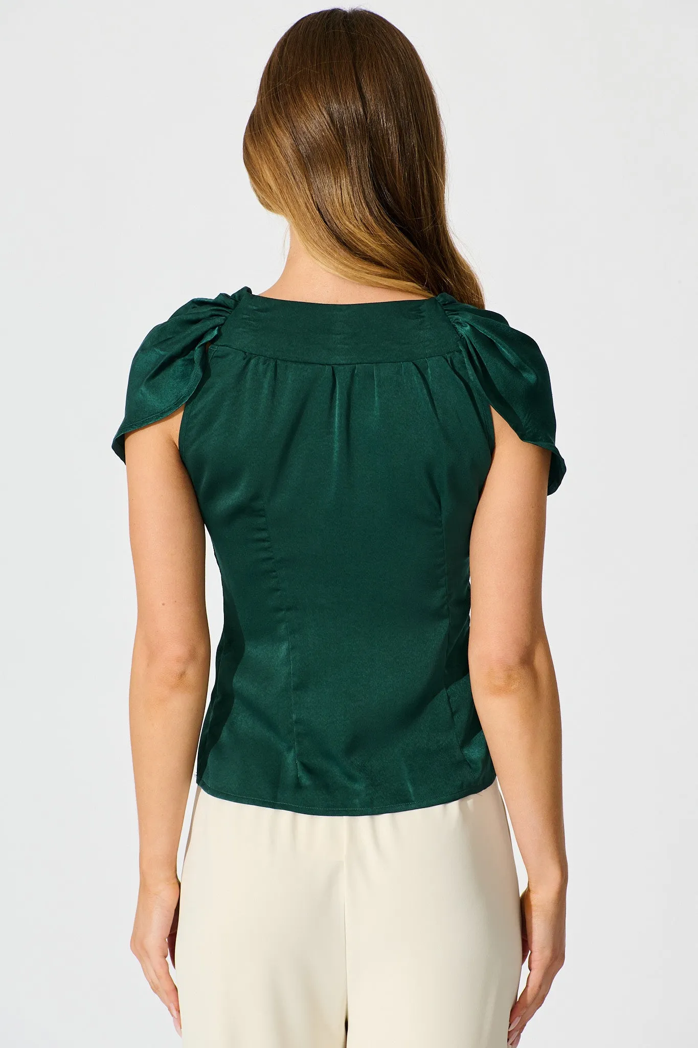 Haven Top in Emerald Satin sold by St Frock product image thumbnail 3