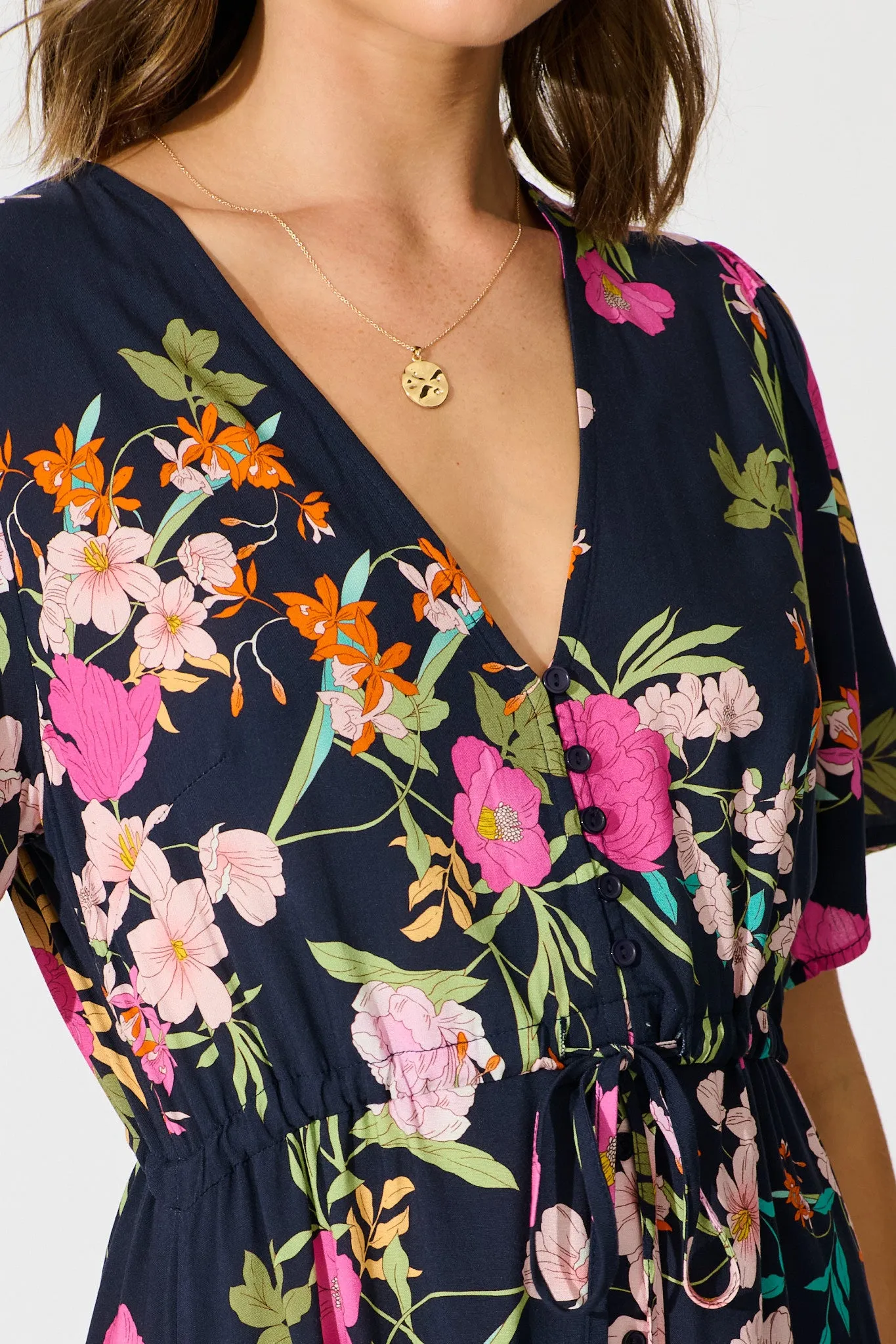 Melody Midi Dress in Navy Multi Floral sold by St Frock product image thumbnail 5