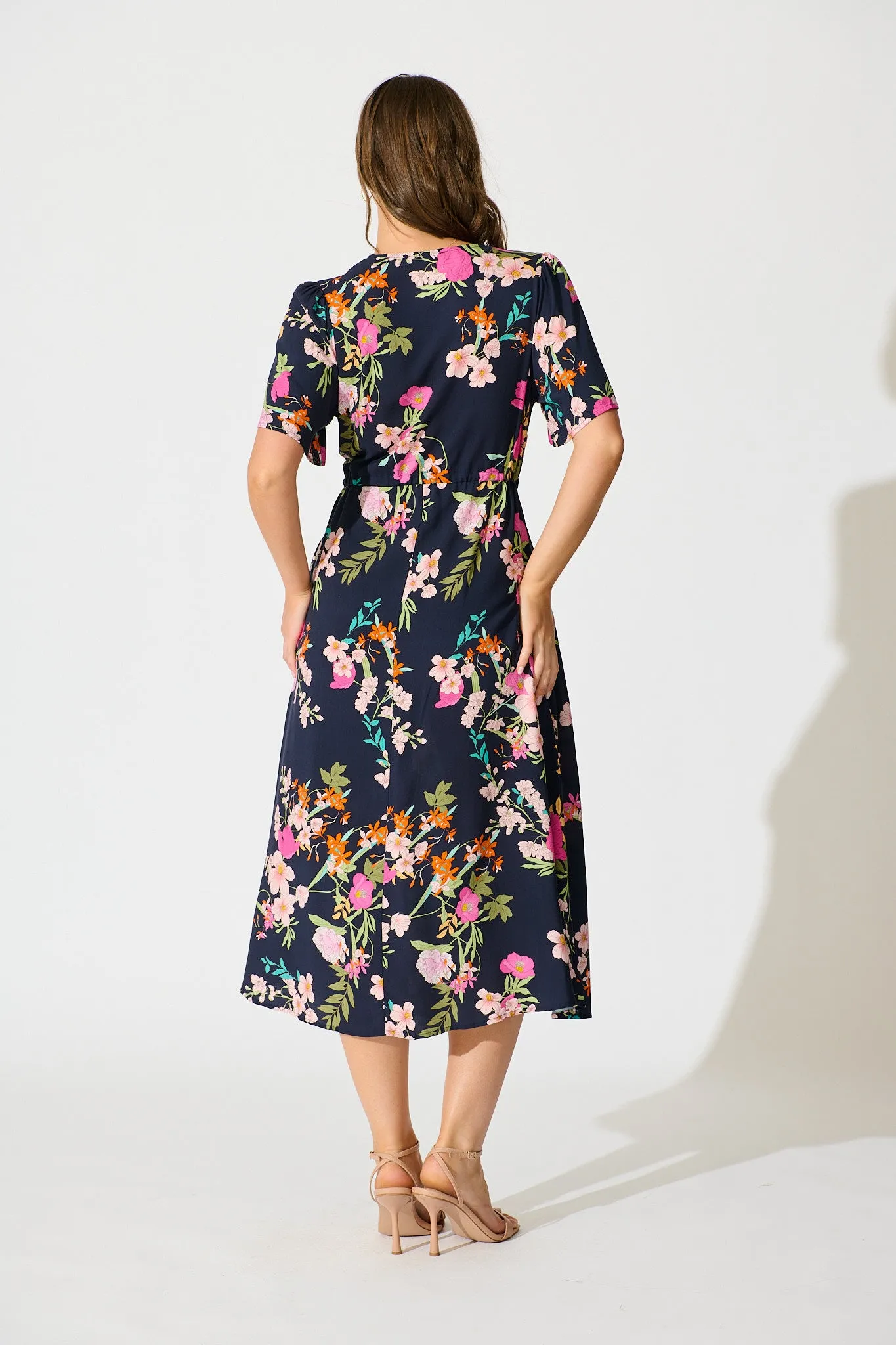 Melody Midi Dress in Navy Multi Floral sold by St Frock product image thumbnail 4